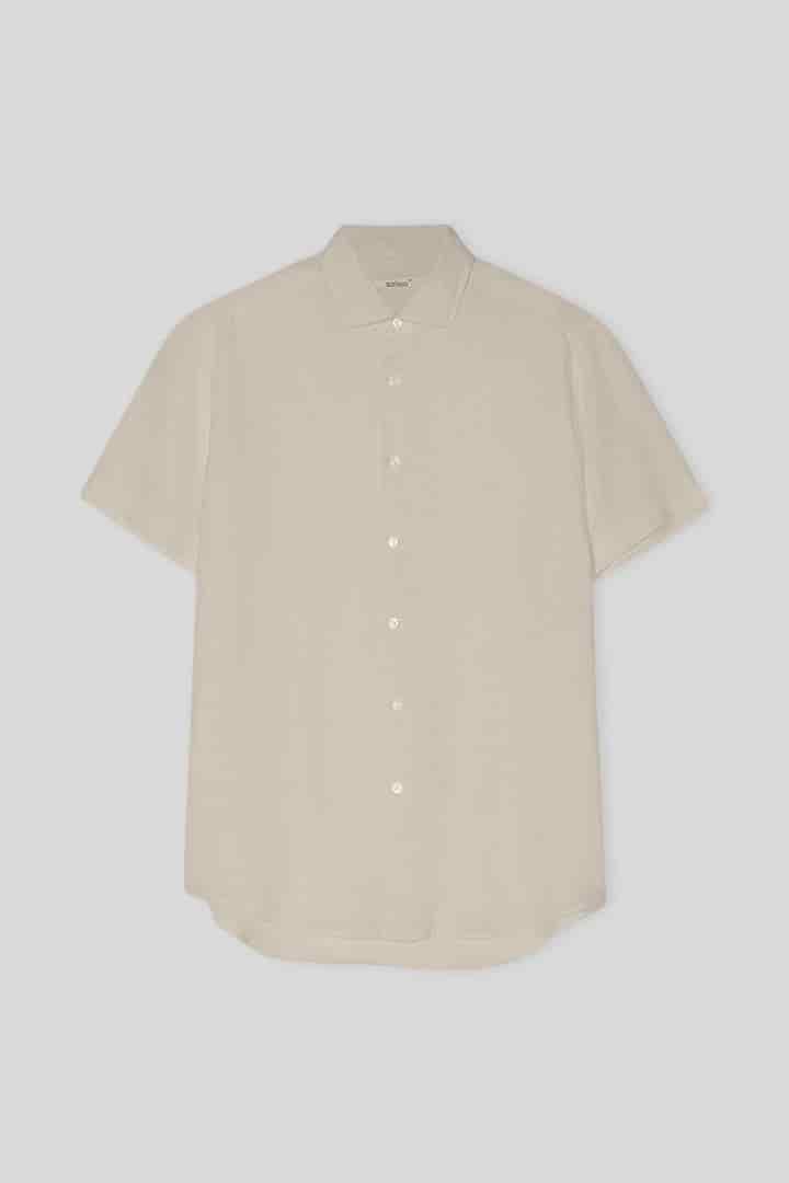 Men's linen shirt beige - miniatura 1
