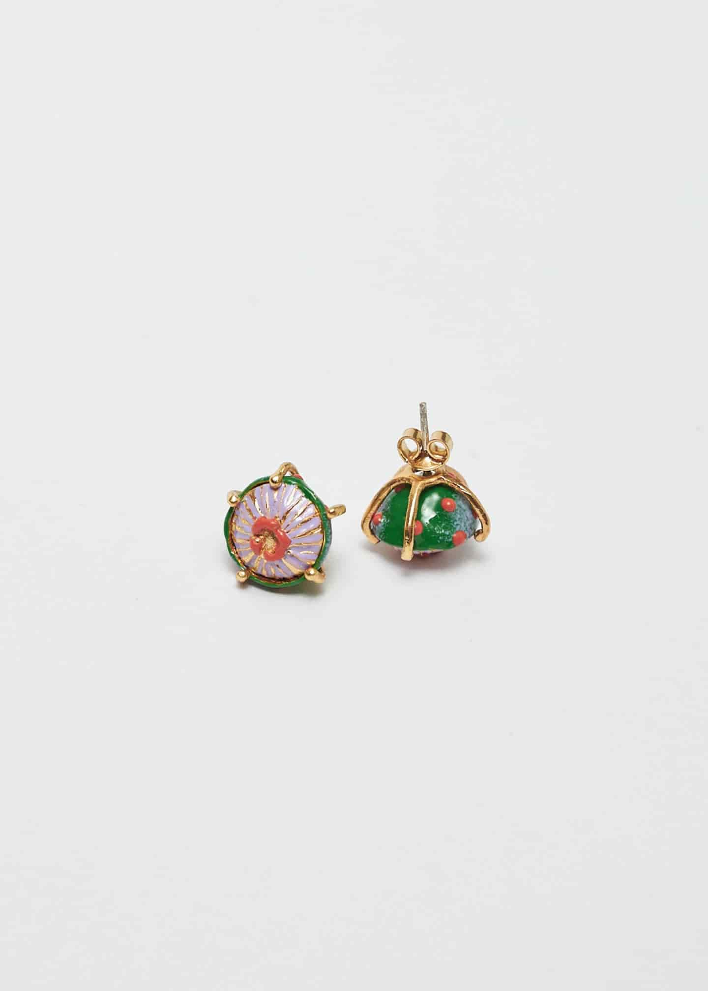 Aretes mini sombrerito verde lila - miniatura 1