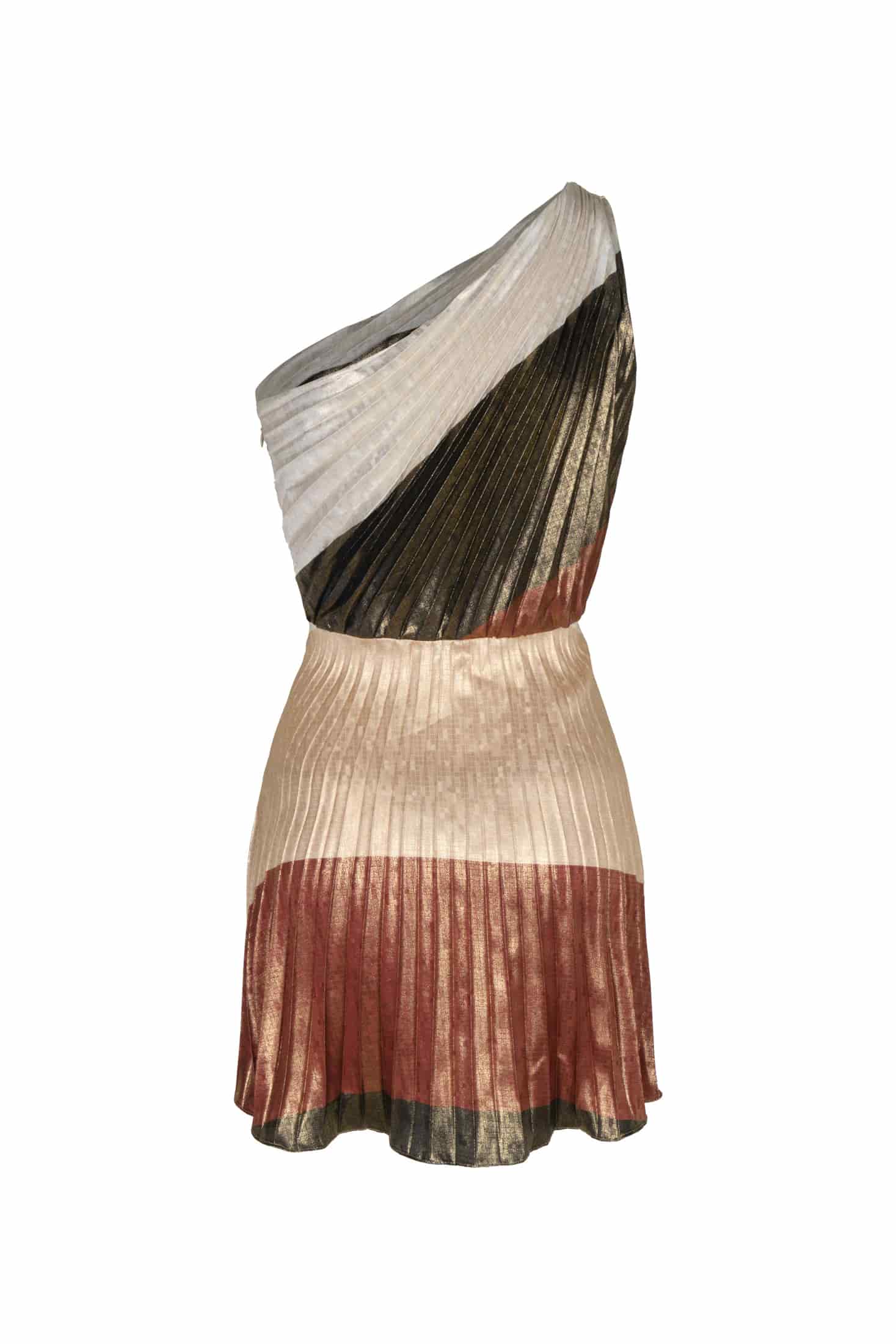 Amaral Silk Jacquard Mini Dress / Terra Stripes - miniatura 3