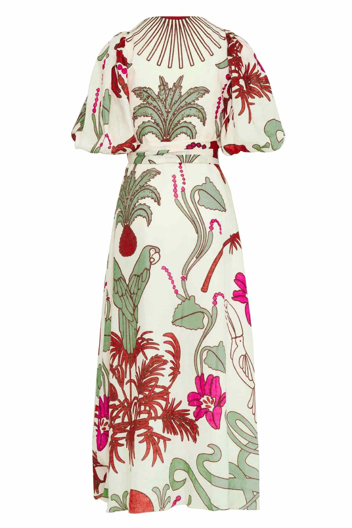 Ermita Wrap Linen Dress / Fuchsia Garden - miniatura 3