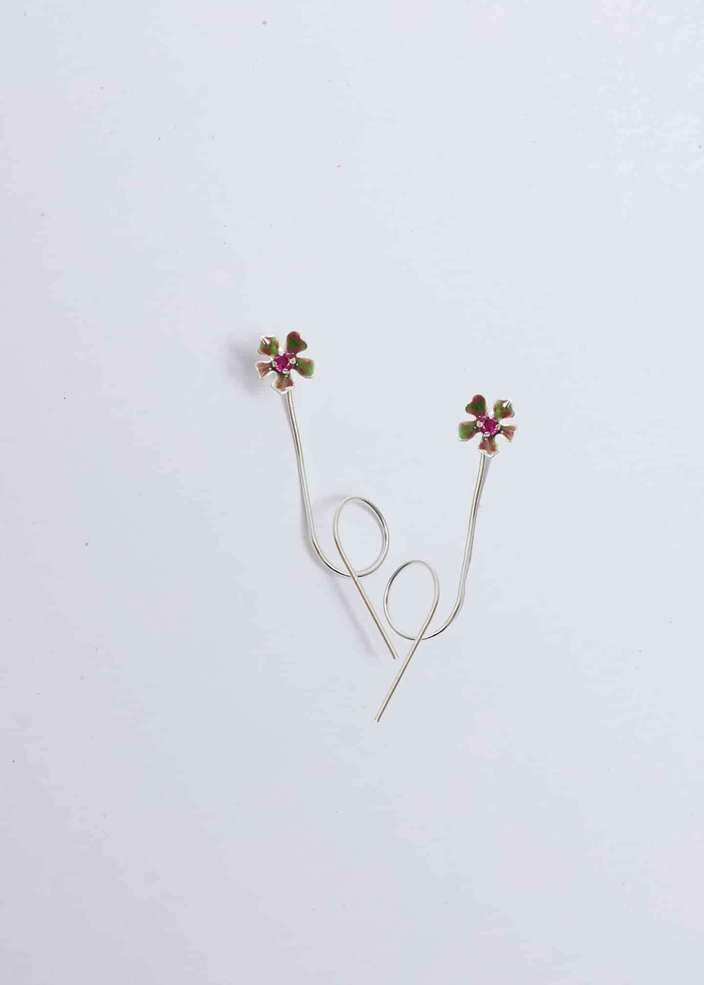Aretes Bromelia micro Plata - miniatura 2