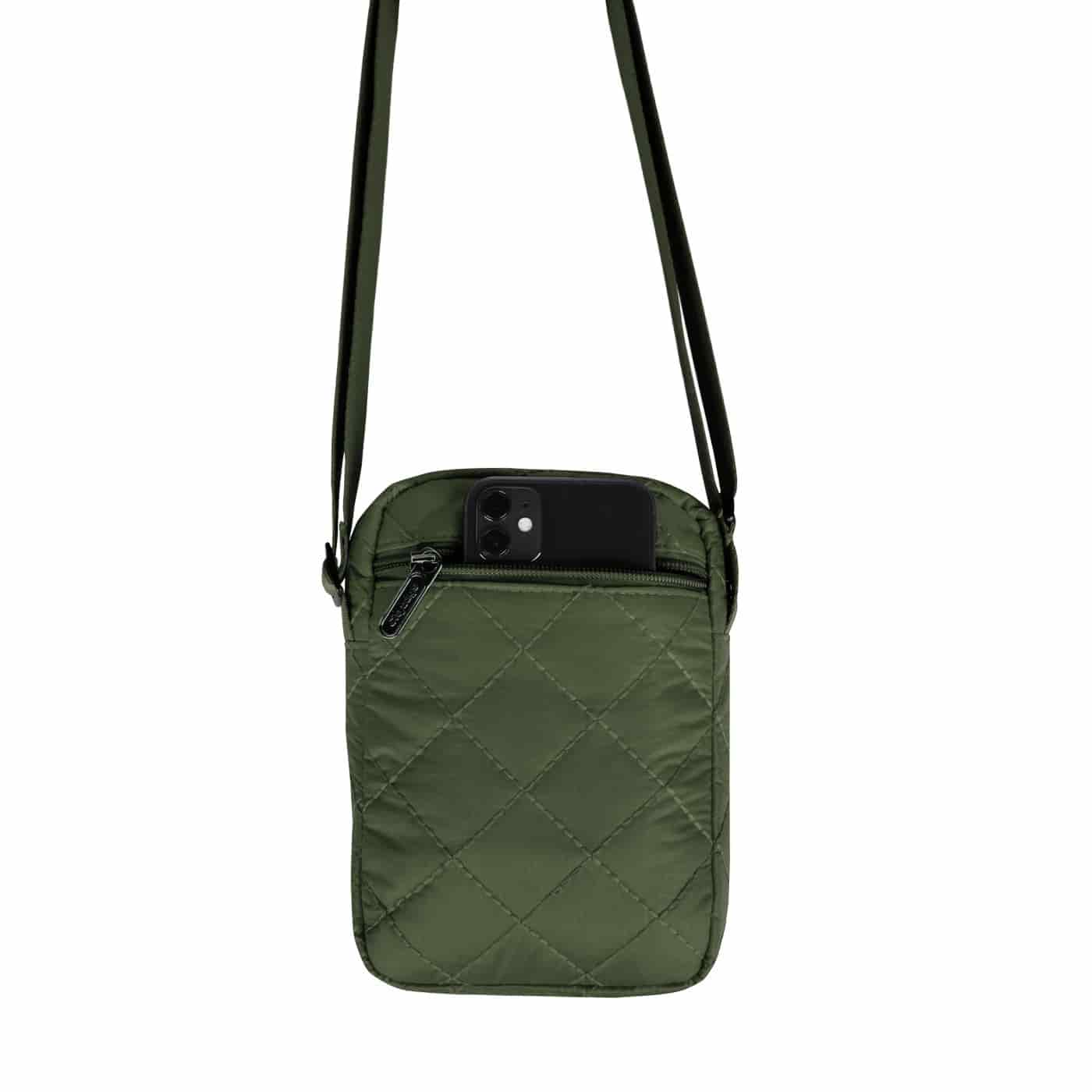 Bolso Manos Libres Mini Puffer Verde Militar - miniatura 4