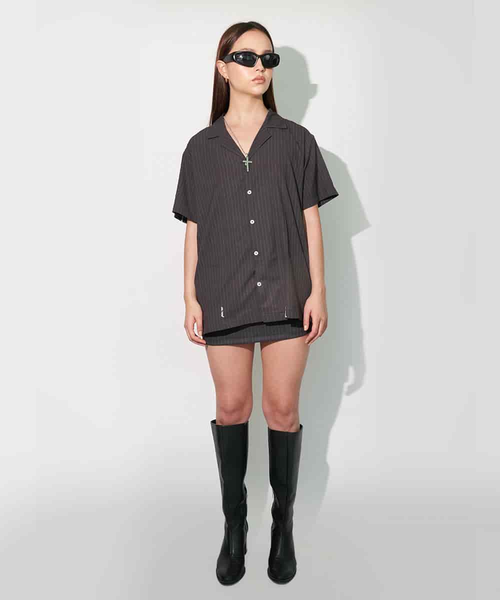 Camp Shirt in Black Pinstripe - miniatura 4