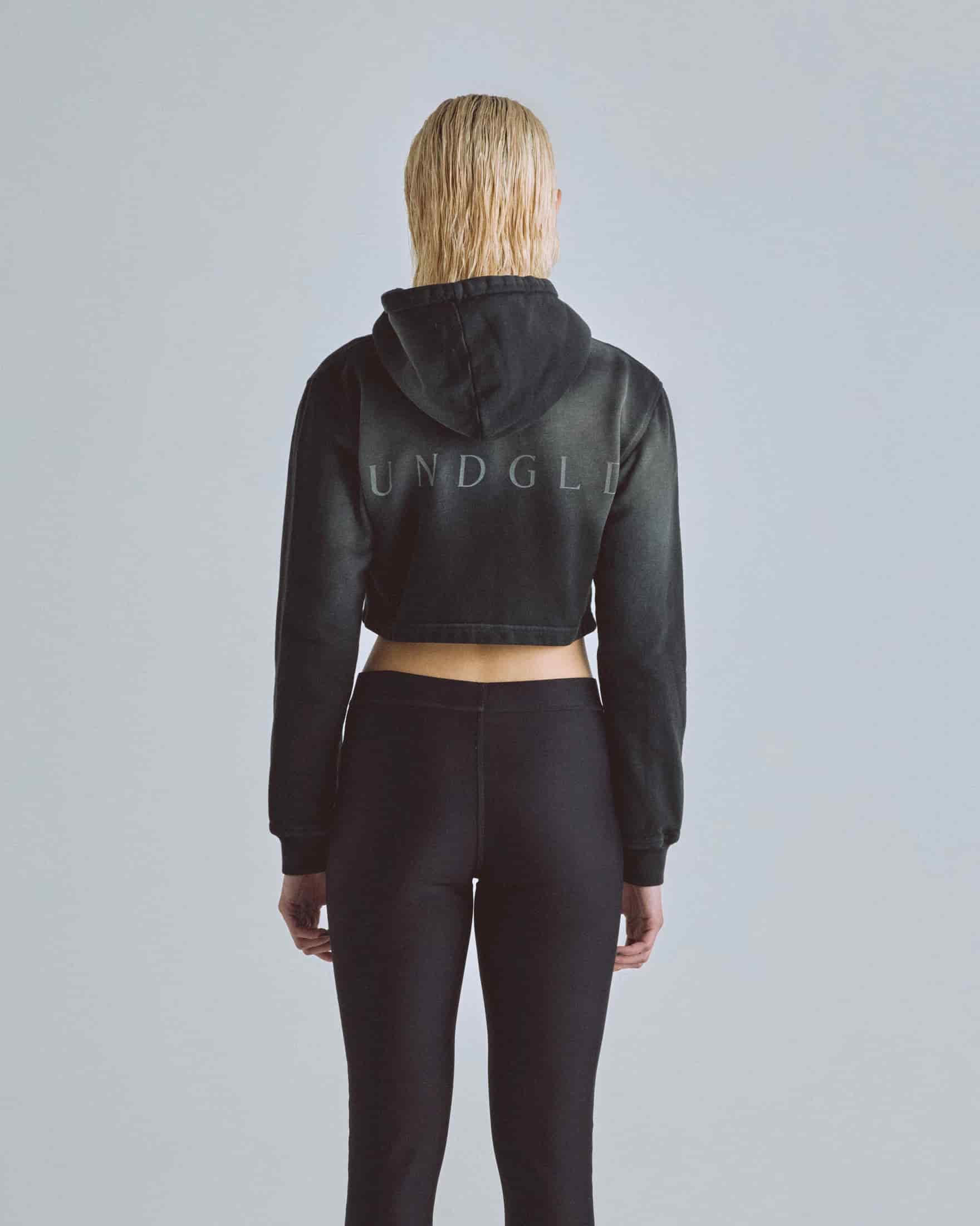 Eternal UNDGLD Slim Fit Zip Up Cropped Hoodie Smoky Black - miniatura 6