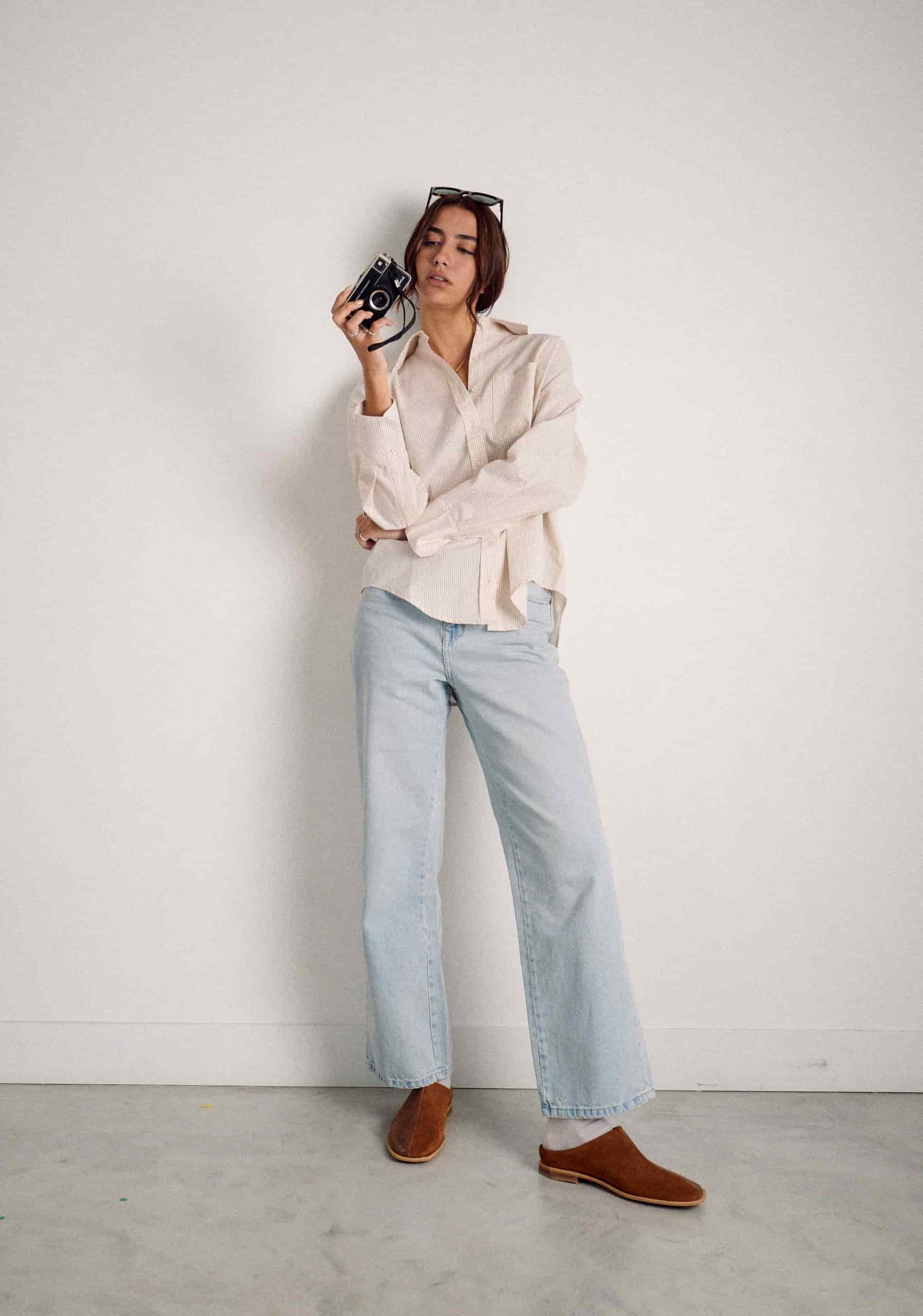 Camisa M Antonella Rayas Marfil - Beige - miniatura 2