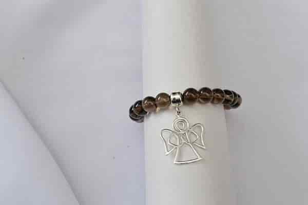 Pulsera Cuarzo Humo dije ángel - miniatura 3