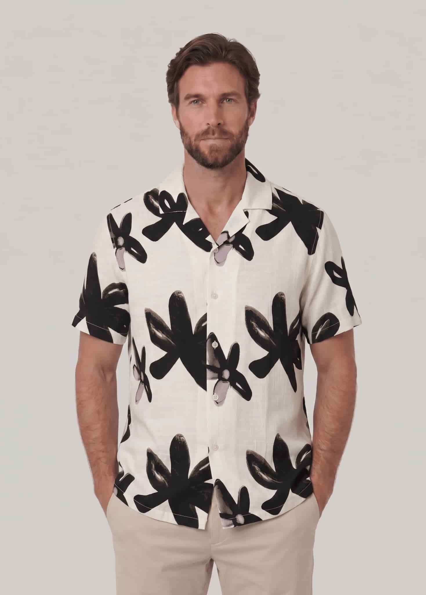Camisa estampada manga corta para hombre Jon Sonen 027225077 - miniatura 1