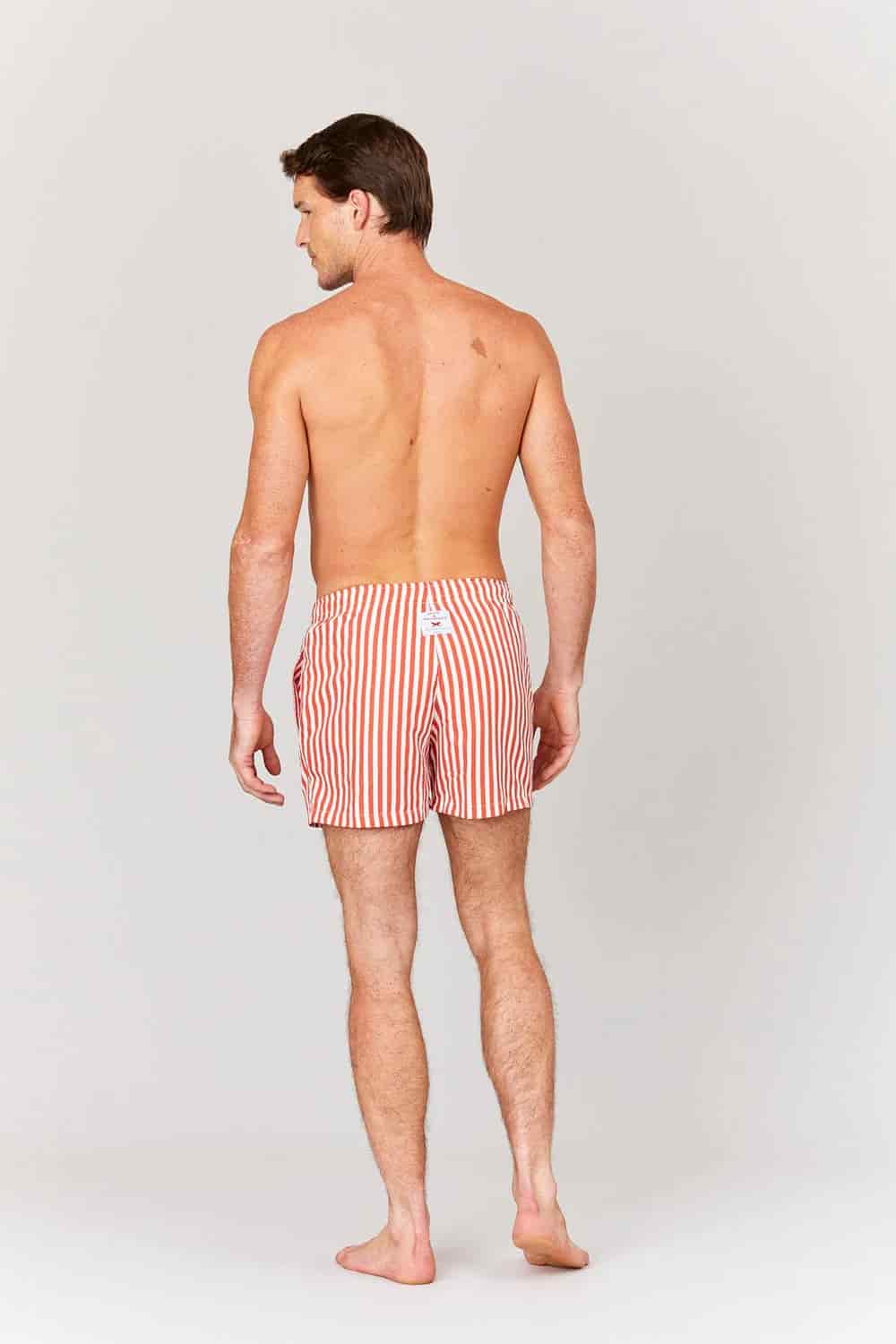 Men's red striped swim trunk - miniatura 5