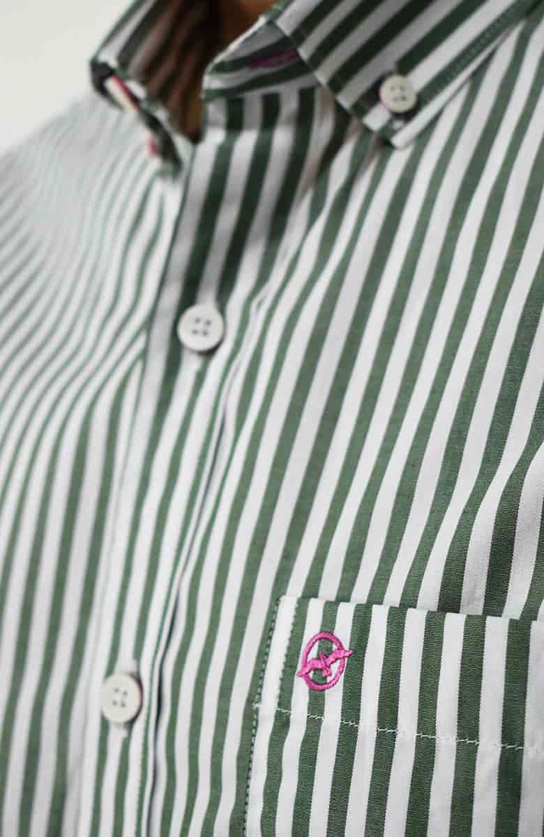 Camisa Manga larga a Rayas Verde para Hombre - miniatura 2
