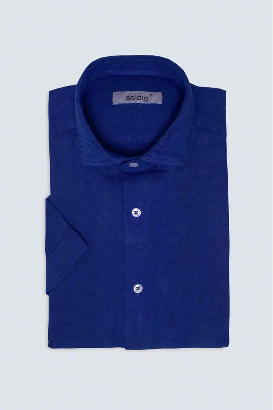 Men's linen shirt blue ink - miniatura 3