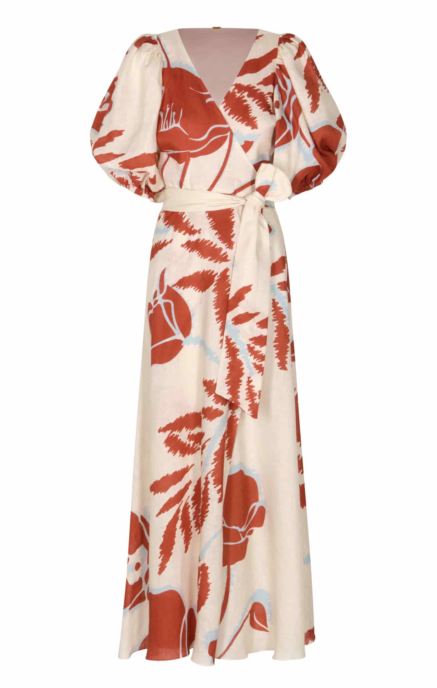 Ermita Linen Midi Dress / Ecru - Orange Gladiolos - miniatura 2