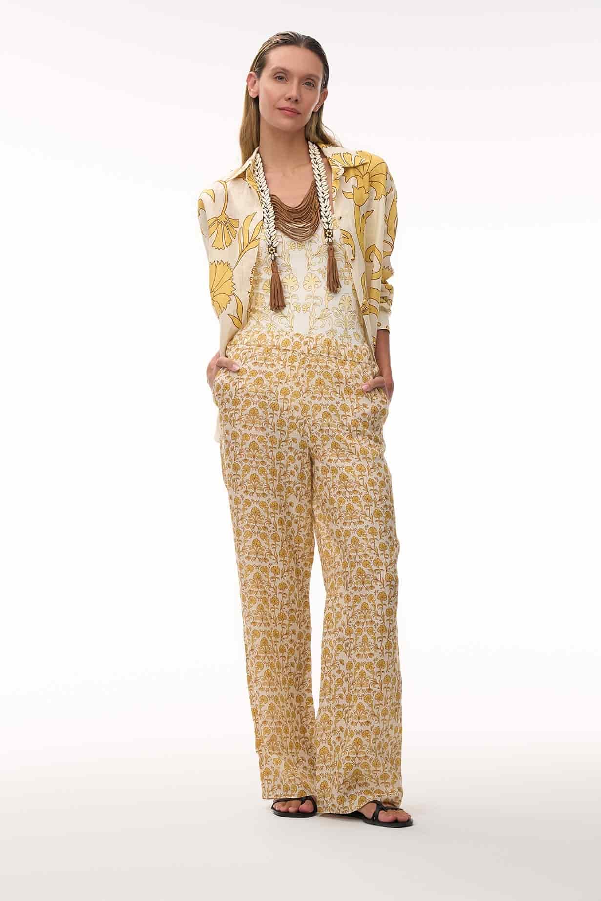 San Benito Linen Pants / Yellow Flowers - miniatura 5