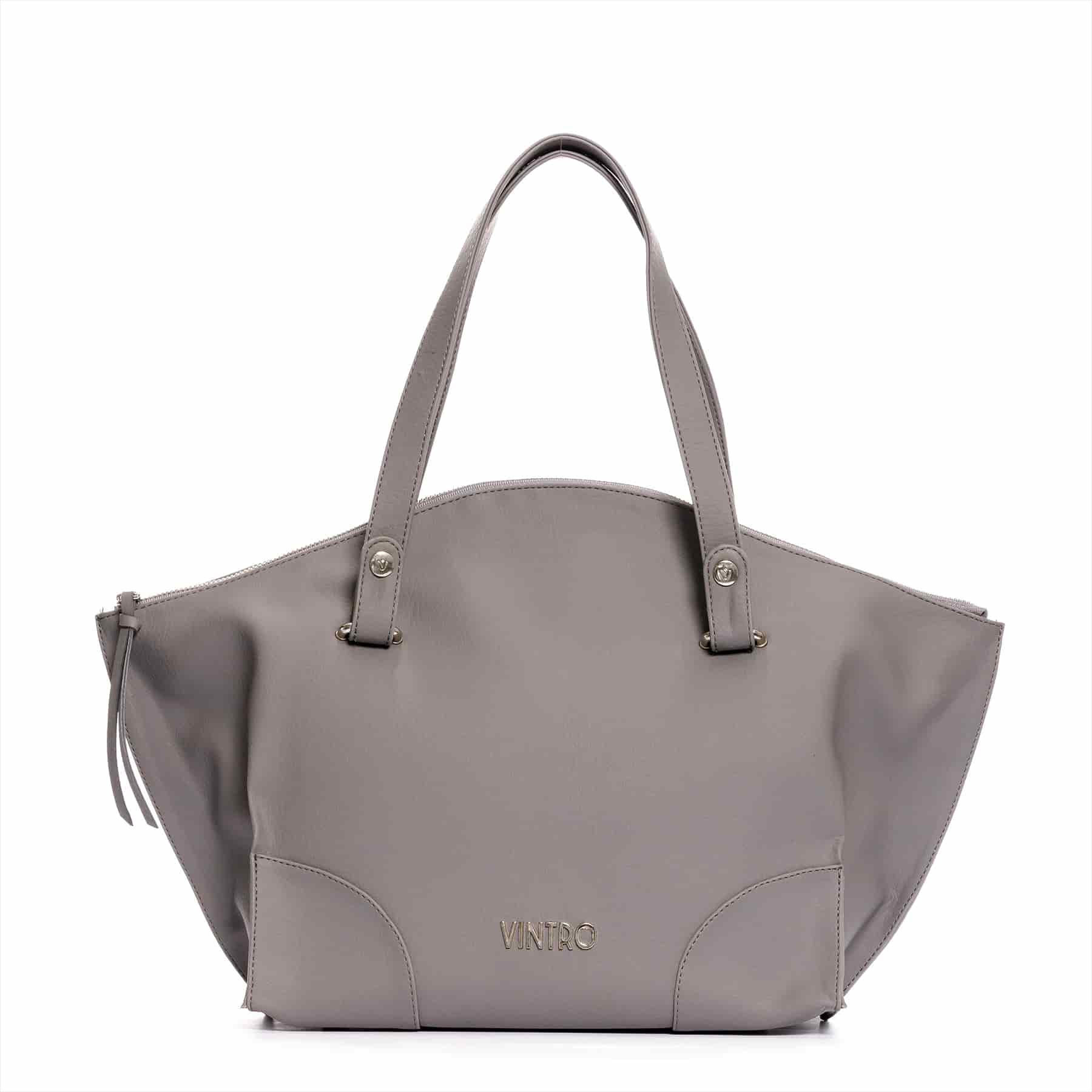 Cartera para mujer Grace grande gris con bolsillo interno y detalle - miniatura 1