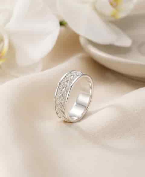 Anillo Solitario Plata Rodinada hecho a mano - miniatura 1