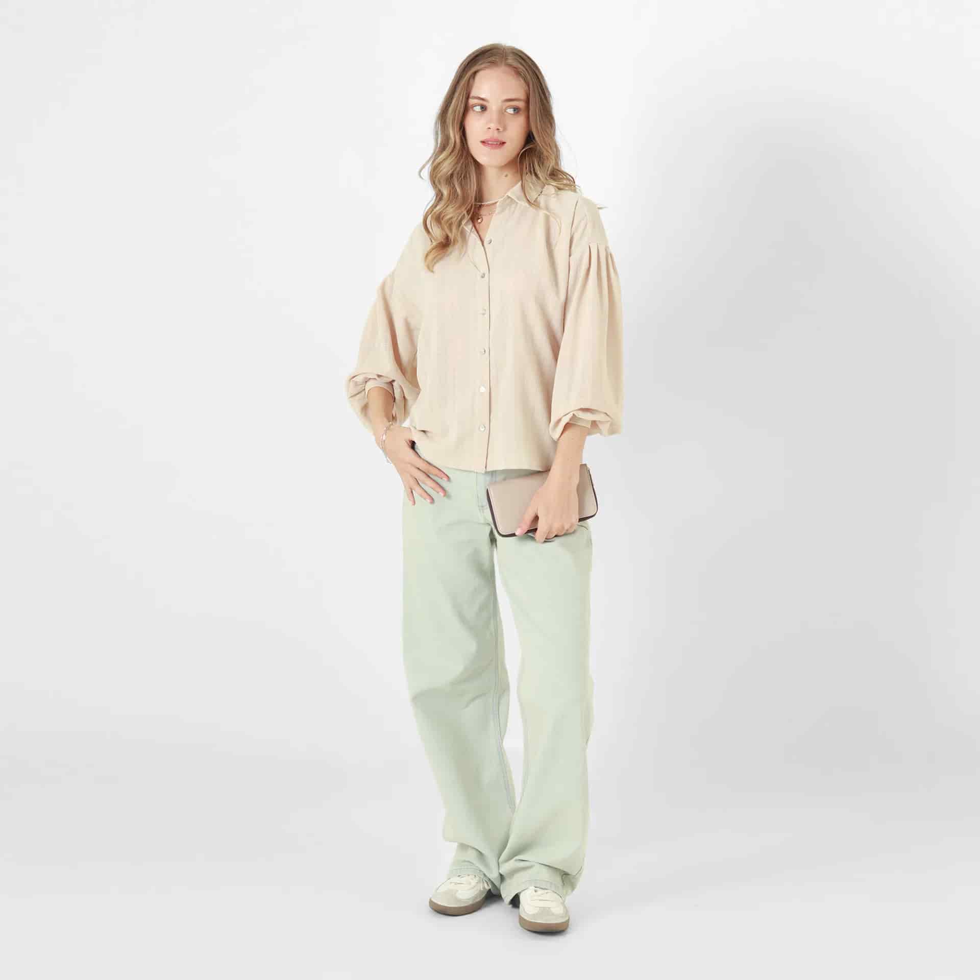 Blusa Cuello Camisero Manga Larga - miniatura 3