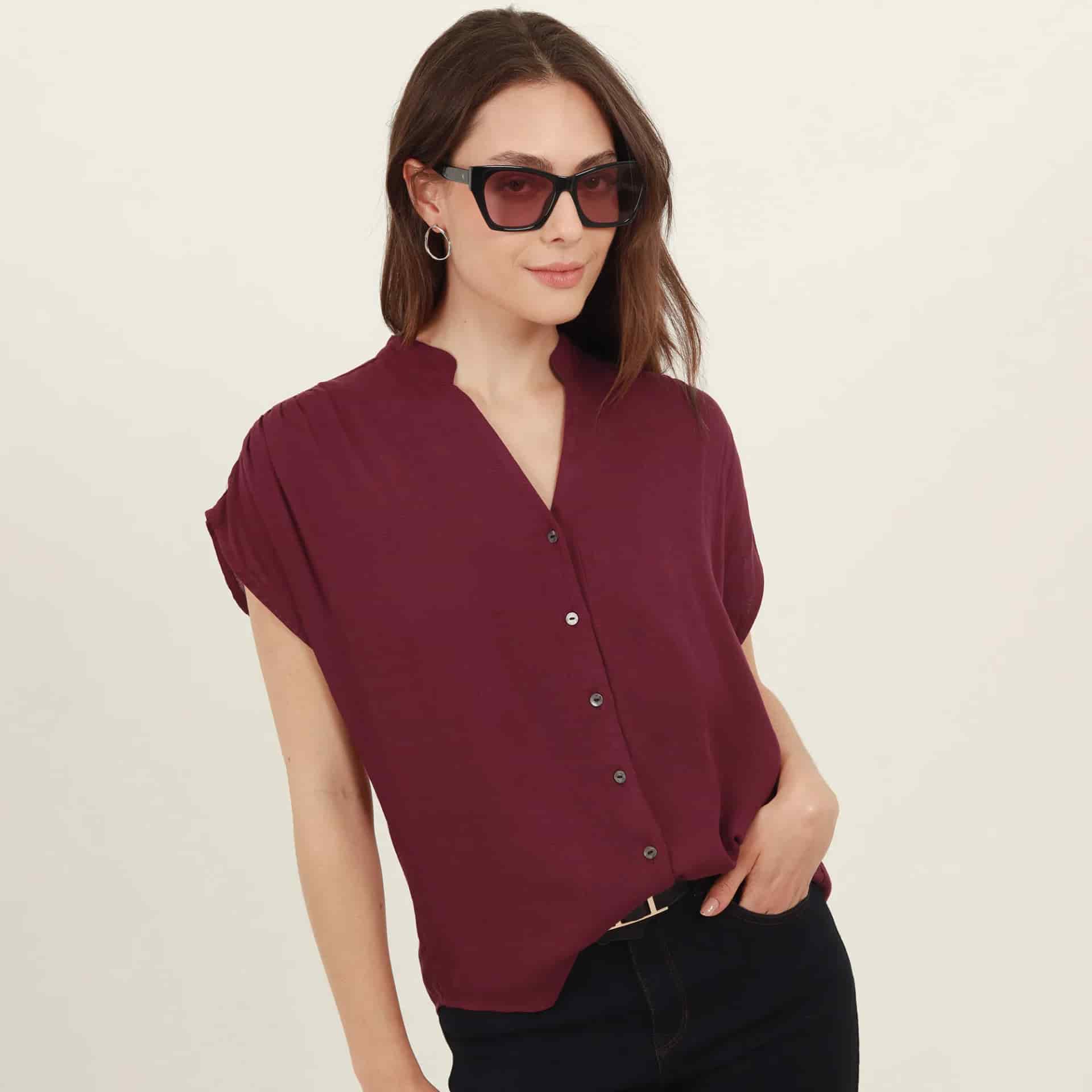 Blusa abierta cuello nerú manga sisa rodada - miniatura 2