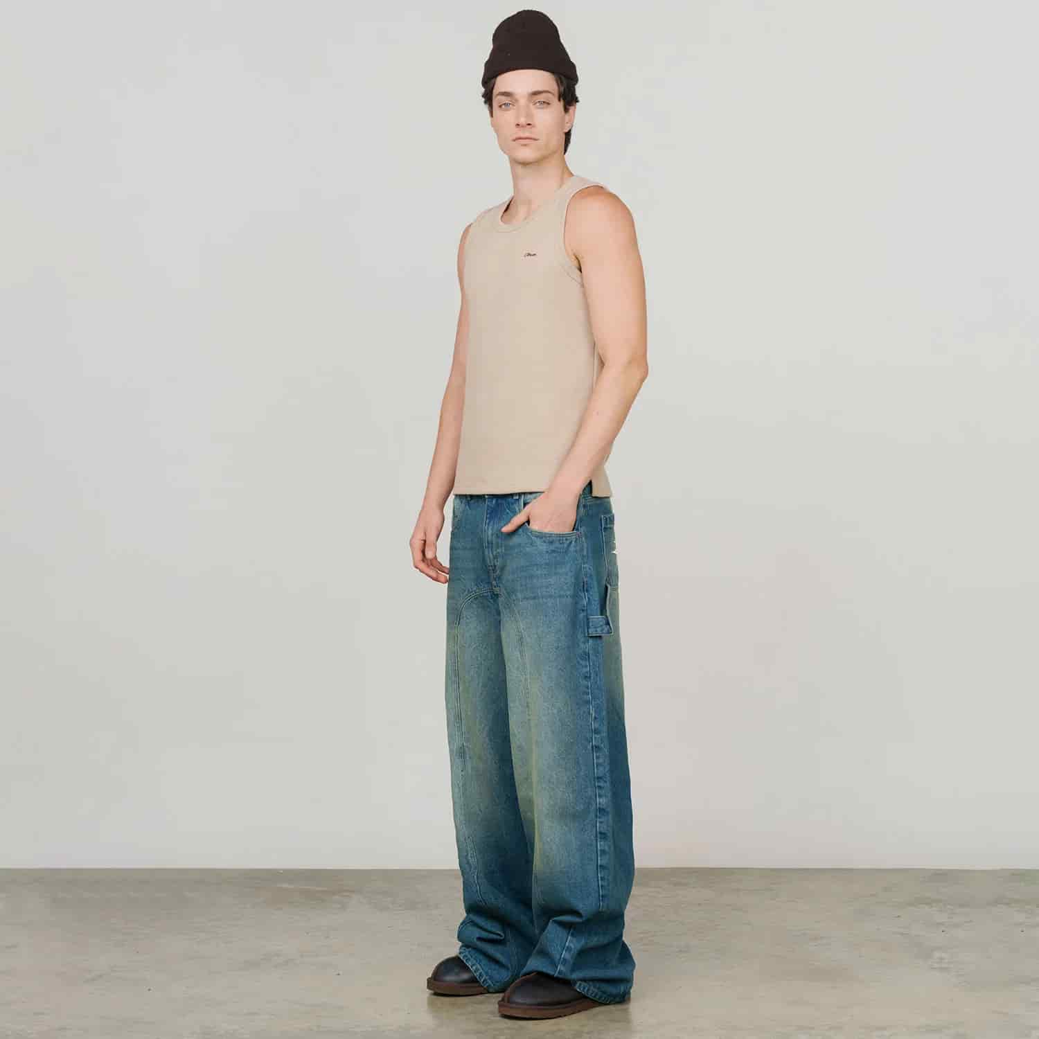 Textured Sleeveless T-Shirt - Sand - miniatura 9
