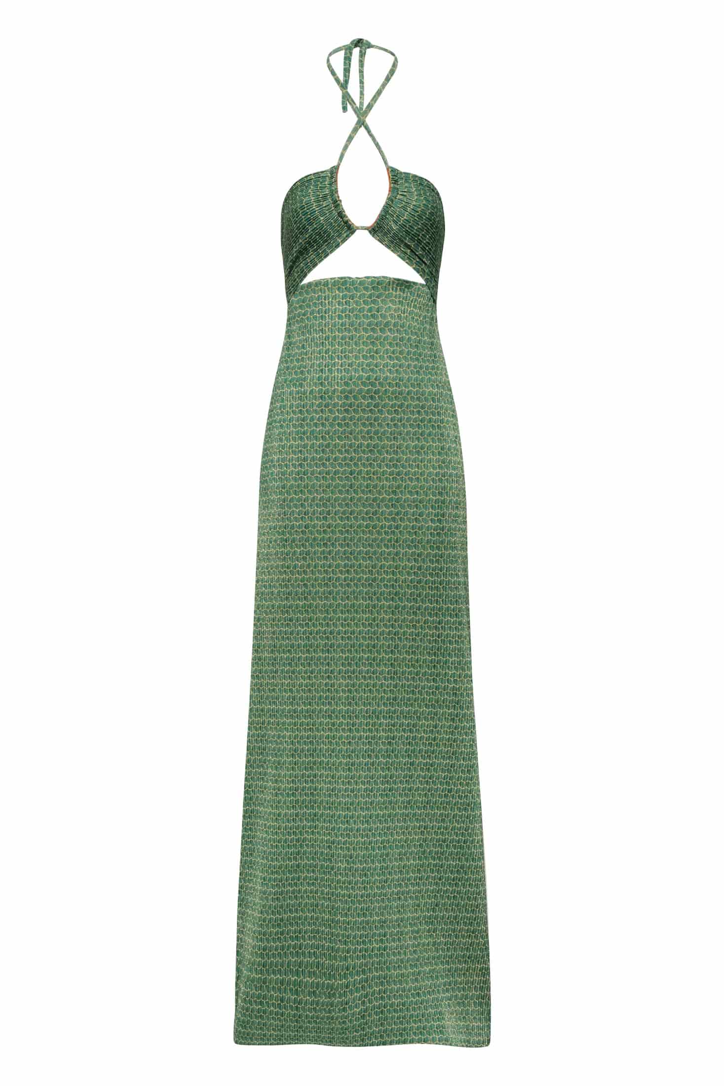 Josefina Shiny Jersey Maxi Dress / Emerald Mini Scales - miniatura 1