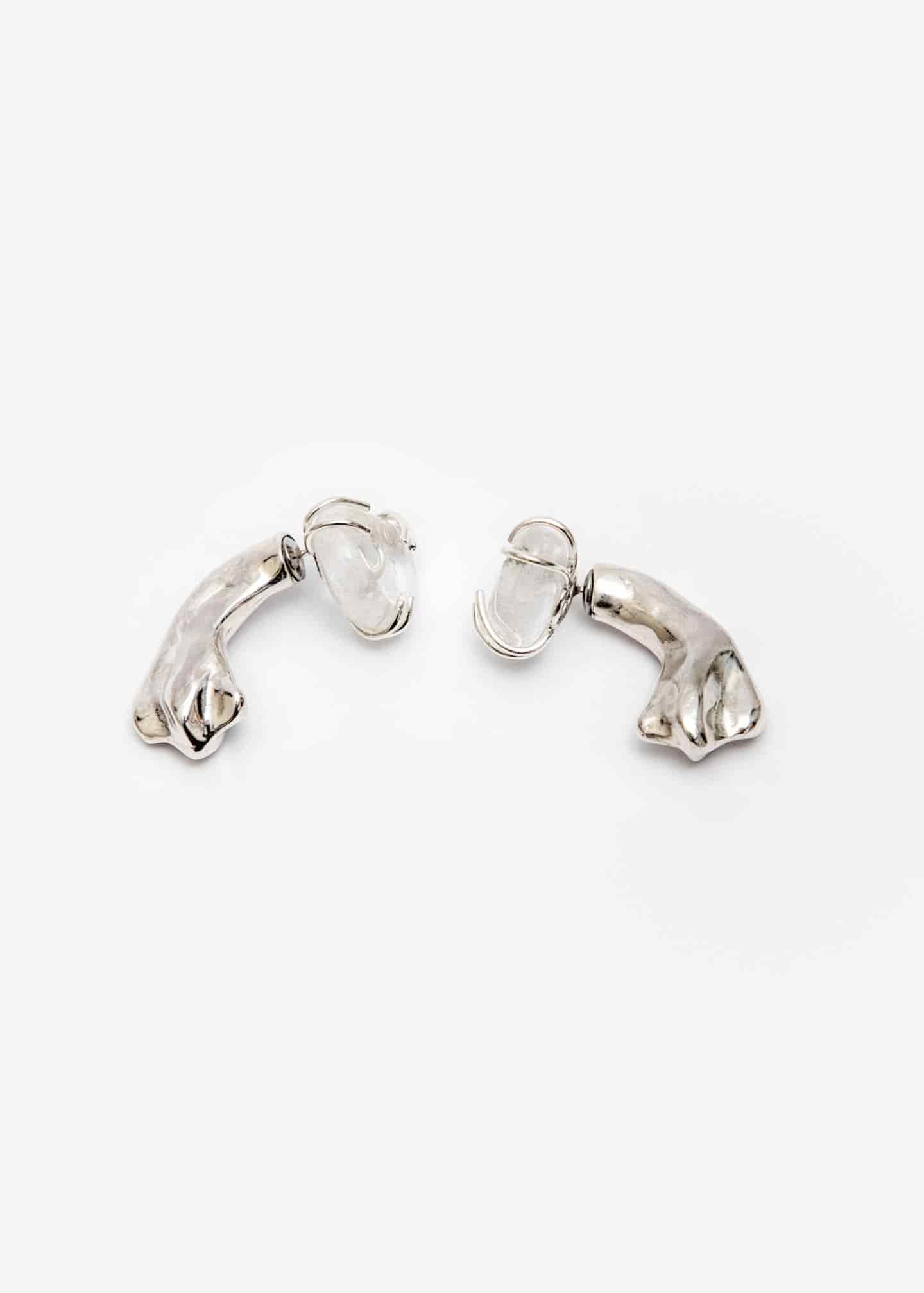 Aretes Cuarzo maxi Petal Curve Plata - miniatura 3