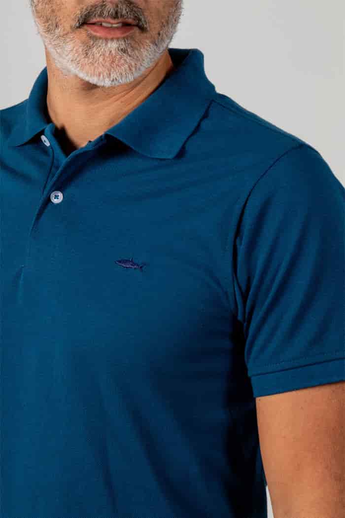 CAMISETA POLO AZUL PETROLEO - miniatura 3