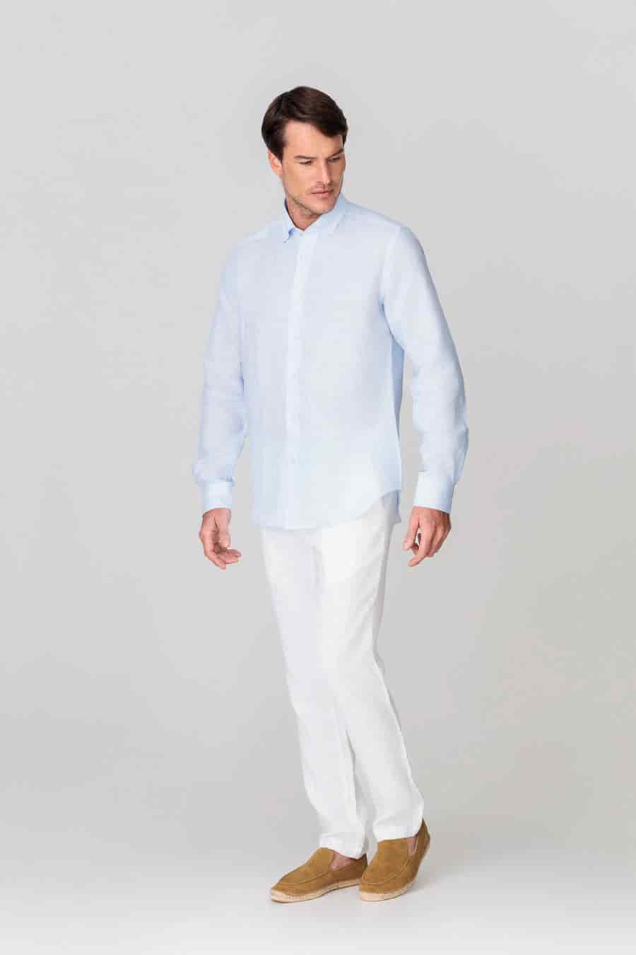 Men's linen pants white - miniatura 1