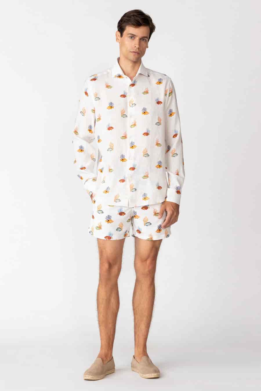 Men's linen shirt white grampus - miniatura 2