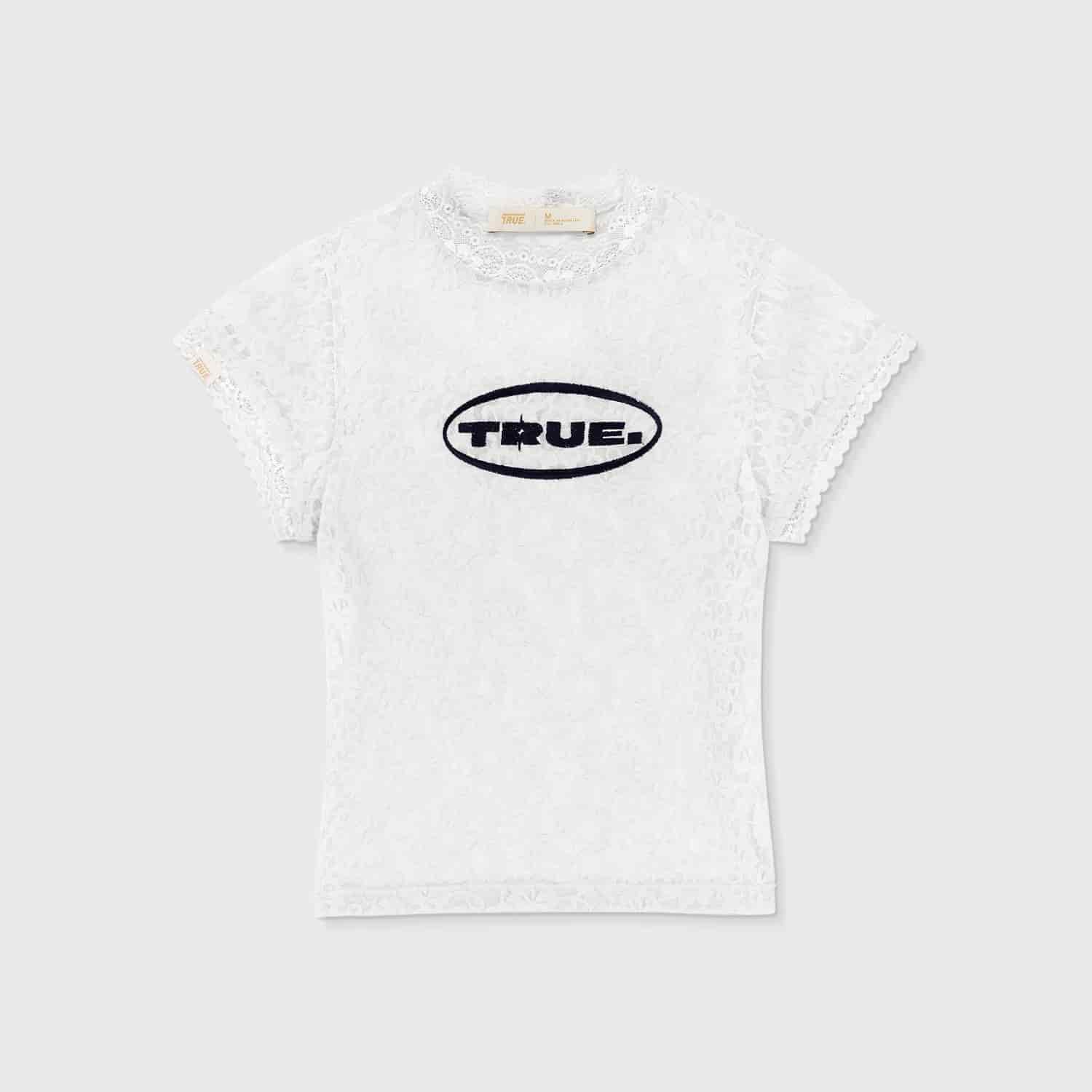 Floral Lace Baby Tee - Cream - miniatura 1