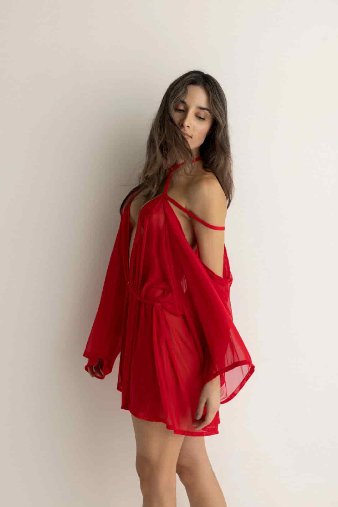 KIMONO VOILE ROJO CEREZA - miniatura 6