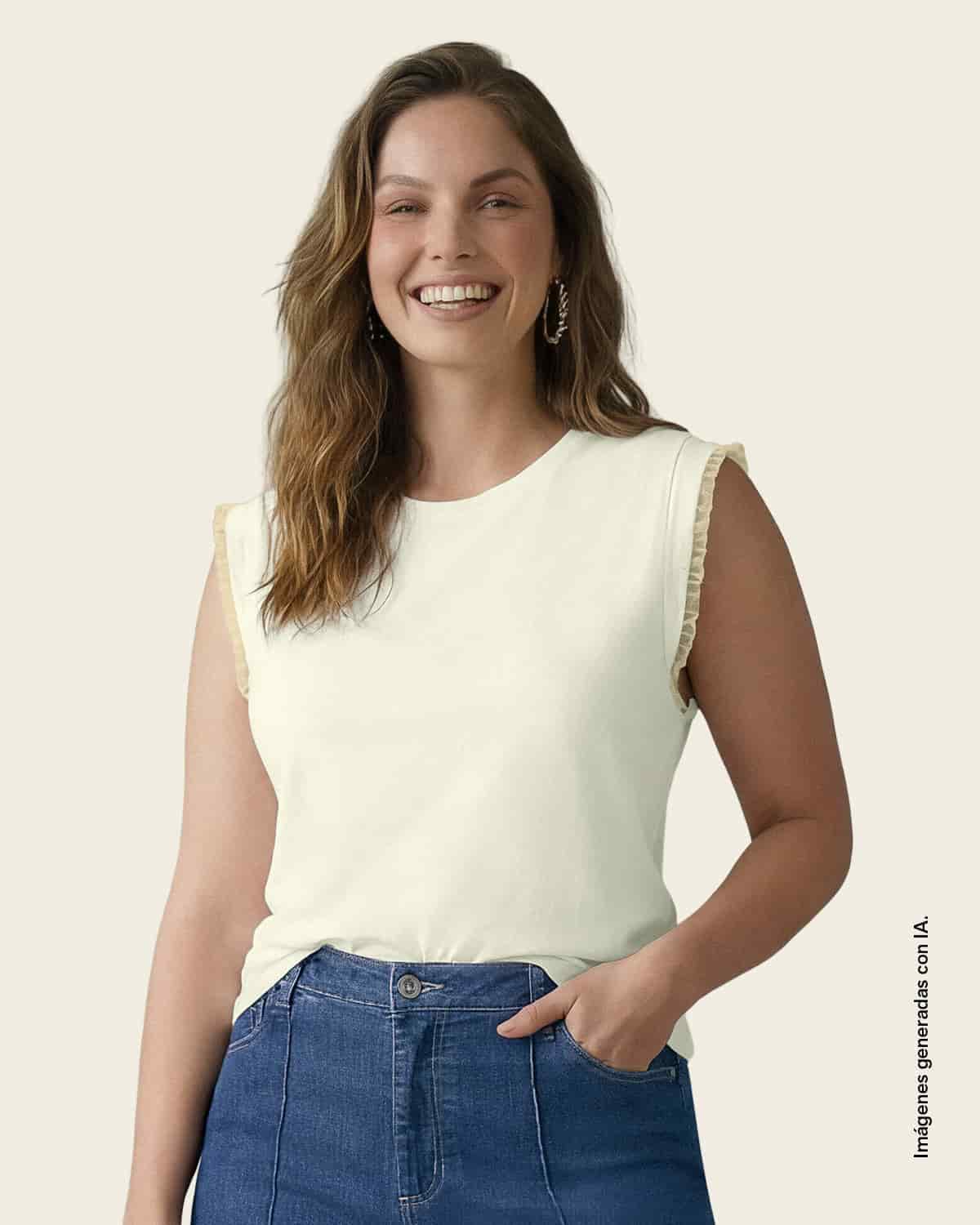Camiseta con detalle tejido en mangas - miniatura 1