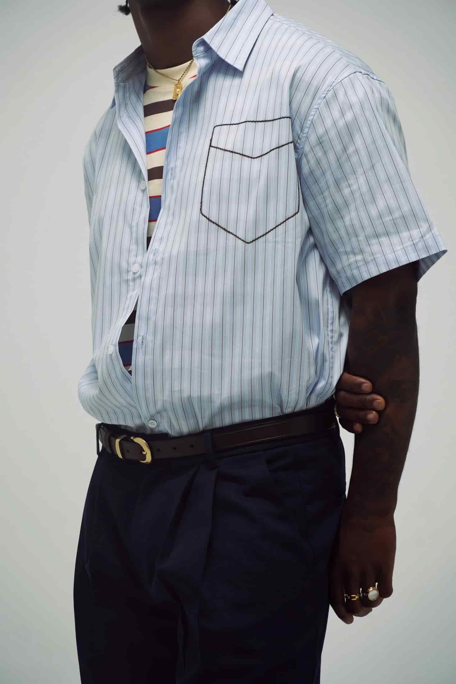 Camisa Bolsillo Bordado Azul - miniatura 6