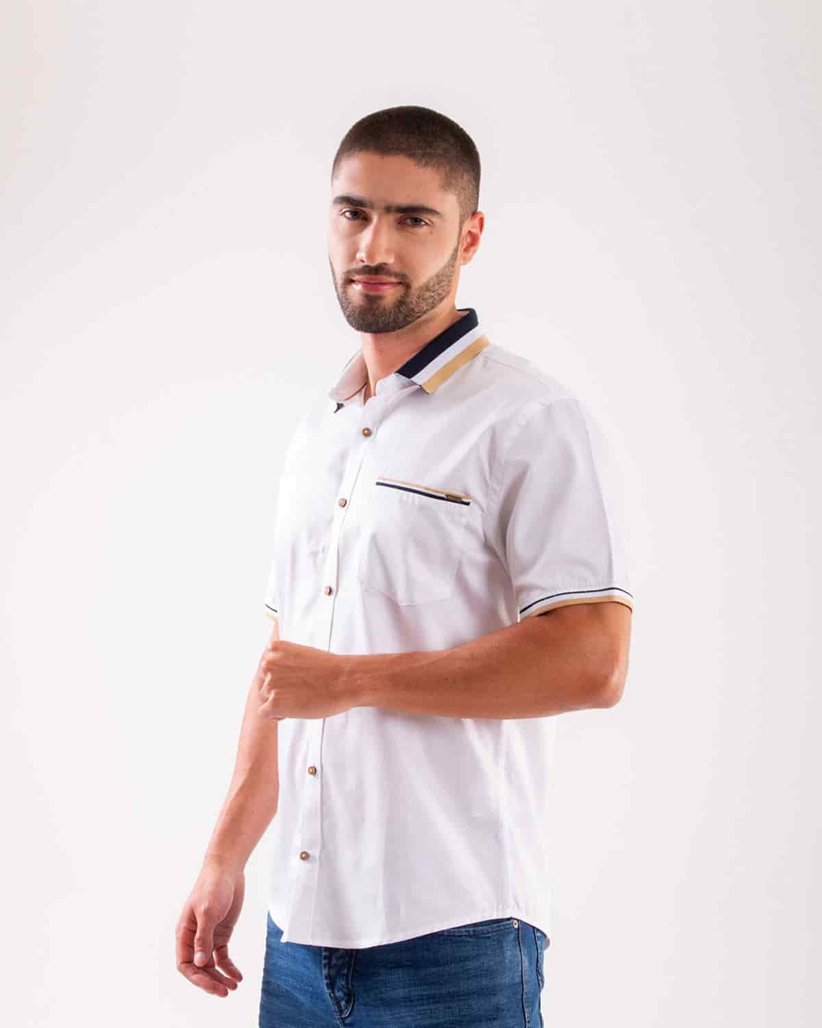 Camisa blanca manga corta para hombre - miniatura 23