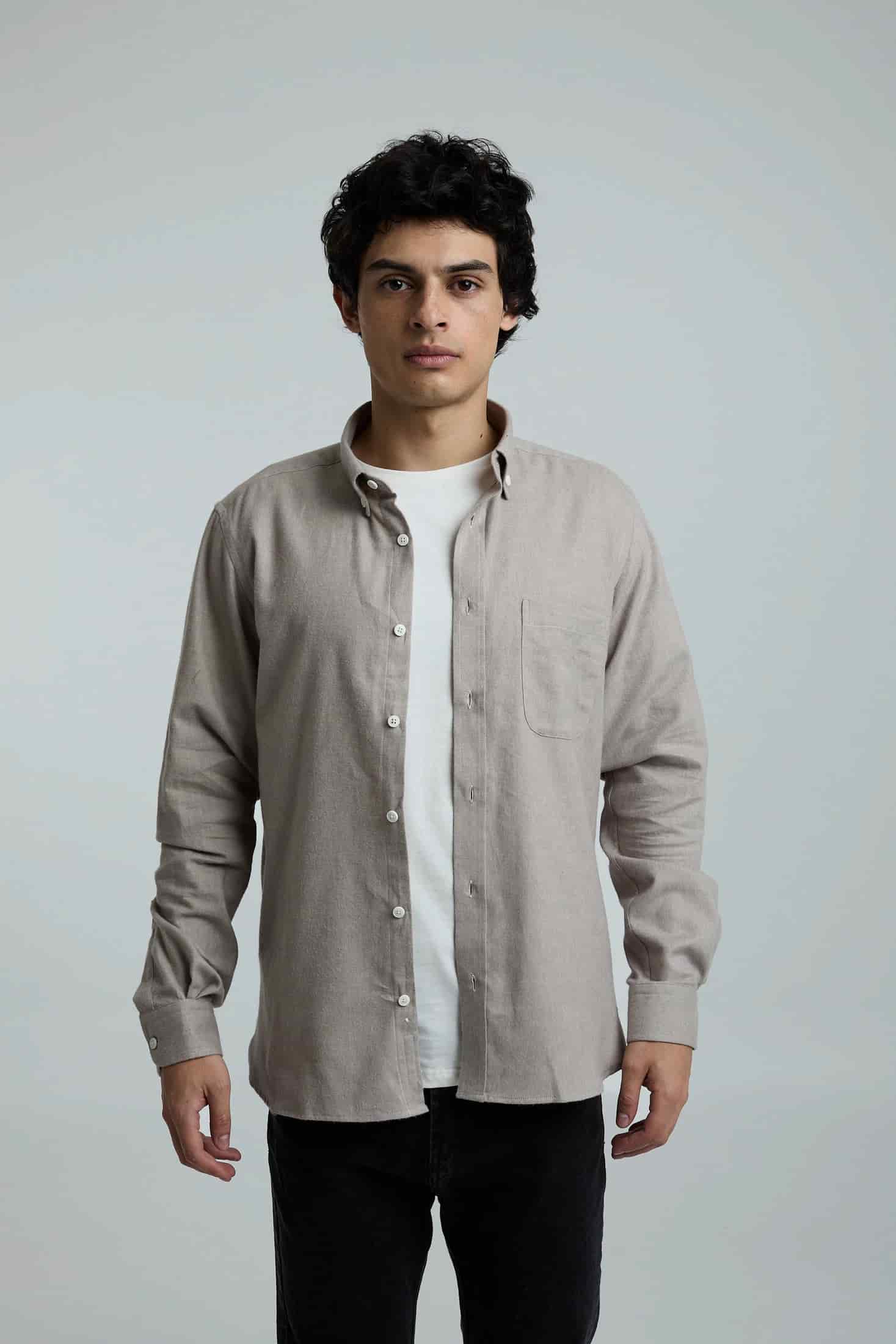 Camisa twill beige - miniatura 3