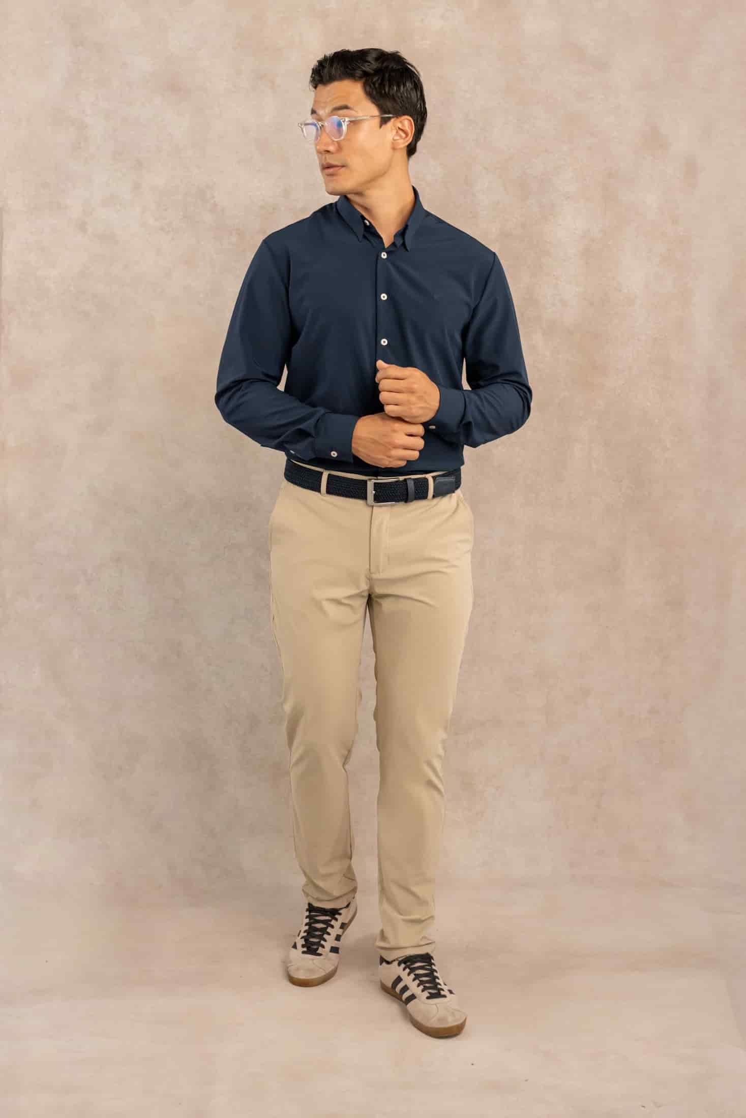 Camisa Performance Antiarrugas Azul Oscuro - miniatura 4