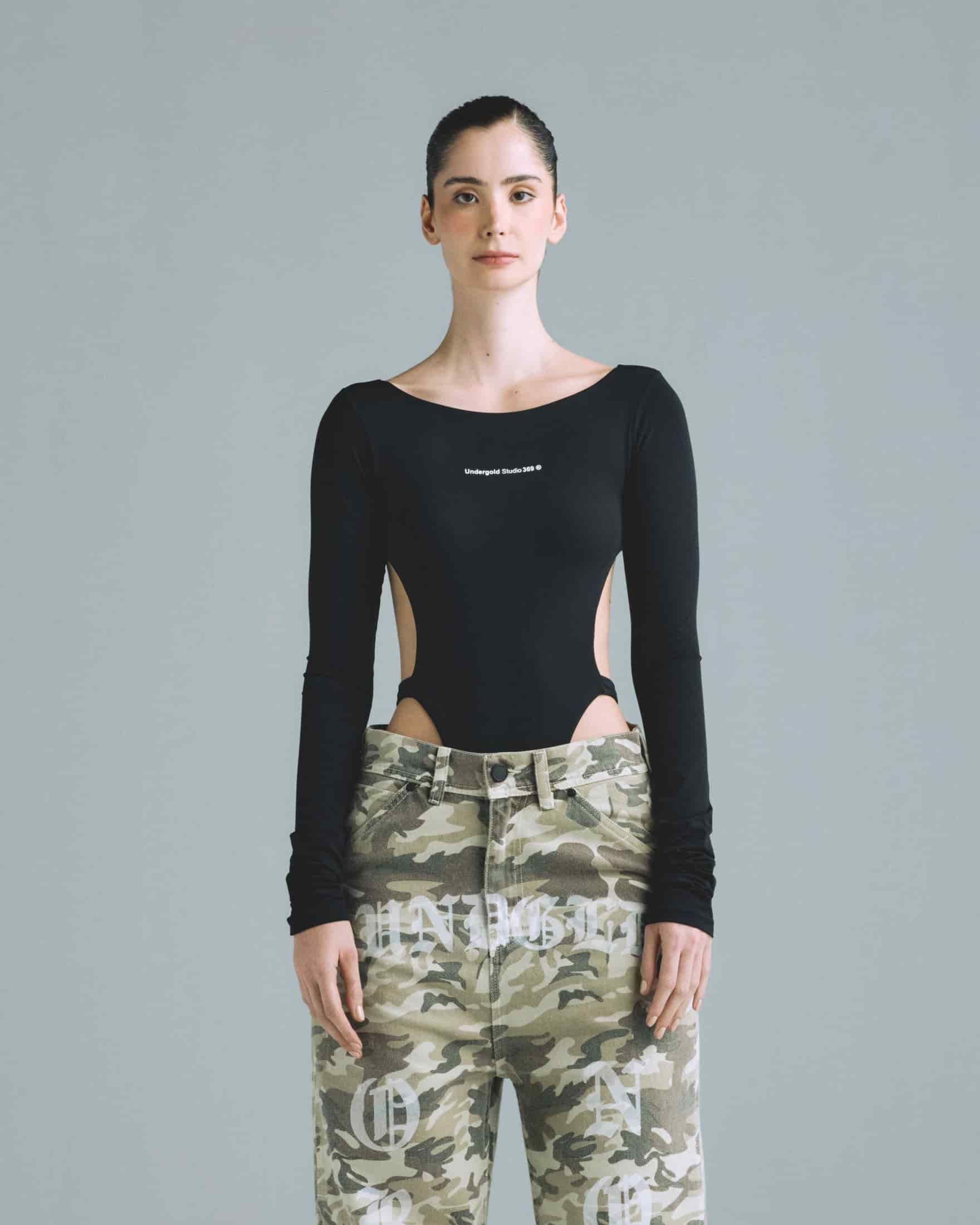 Basics Undergold Studio Backless Long Sleeve Body Black - miniatura 2