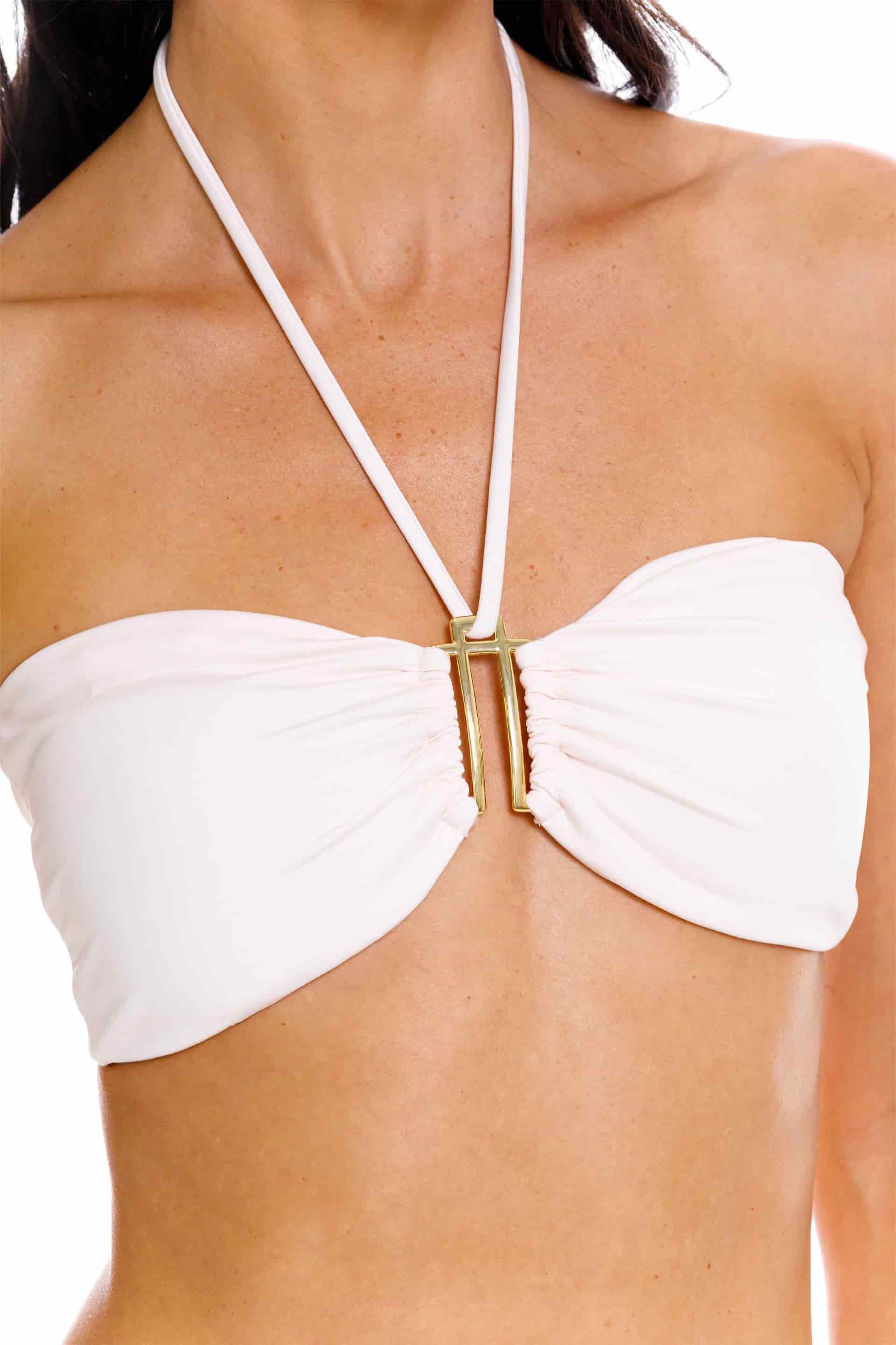 Top Strapless Argolla de Bikini Marfil - miniatura 2