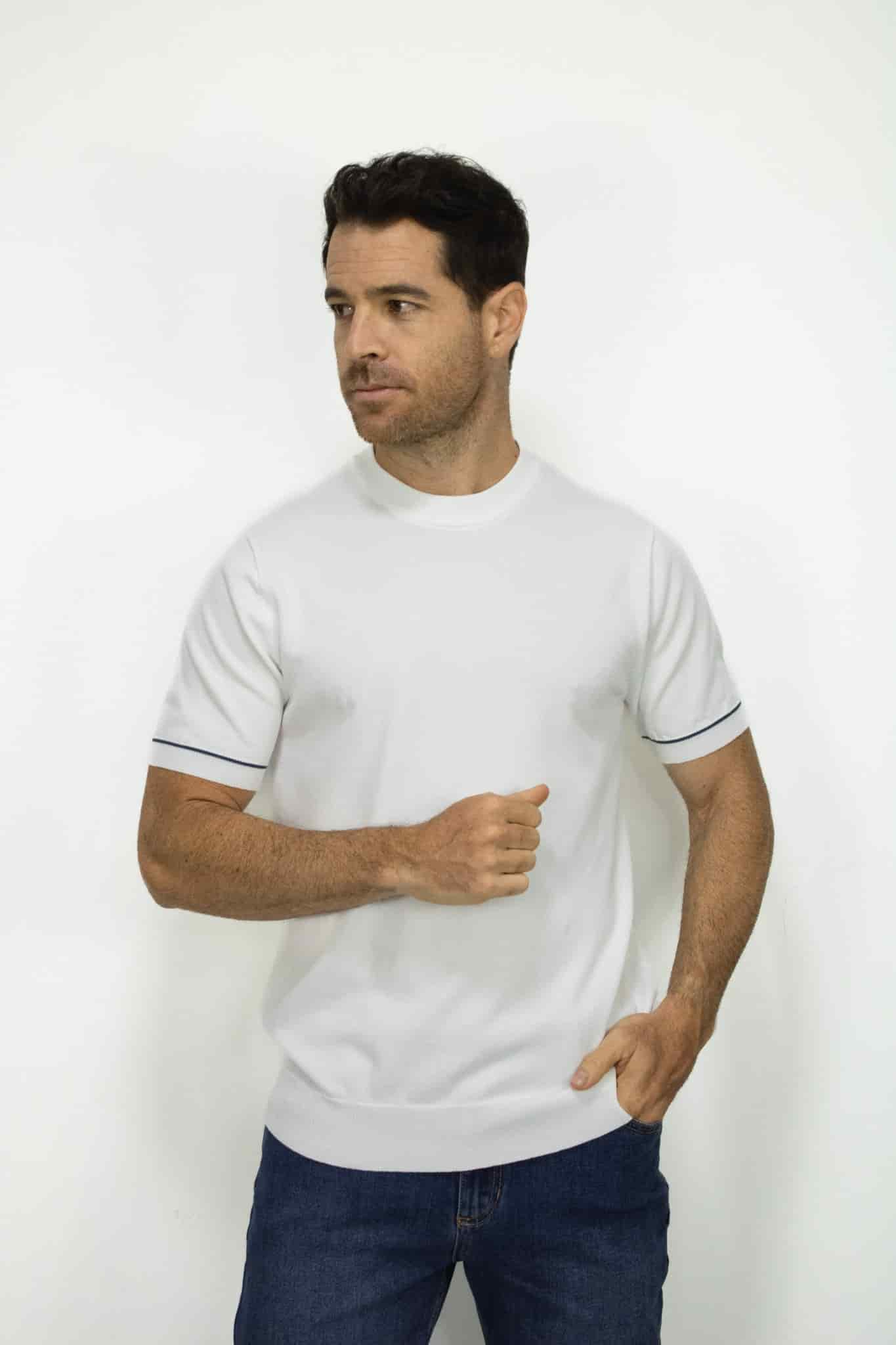 CAMISETA TEJIDA BLANCA PARA HOMBRE - miniatura 1