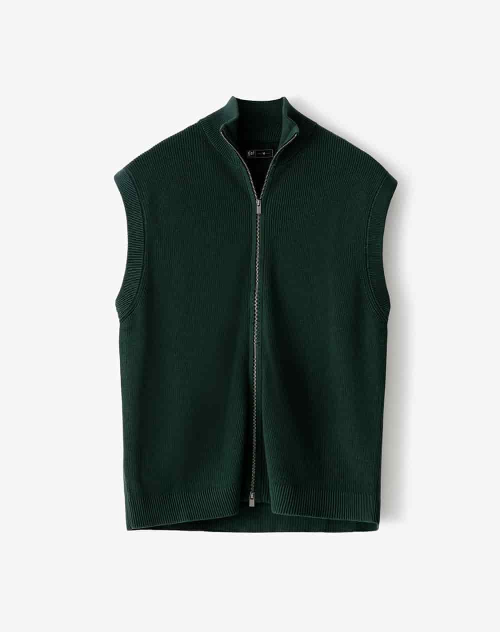 Chaleco regular tejido de punto algodón verde hombre - miniatura 5