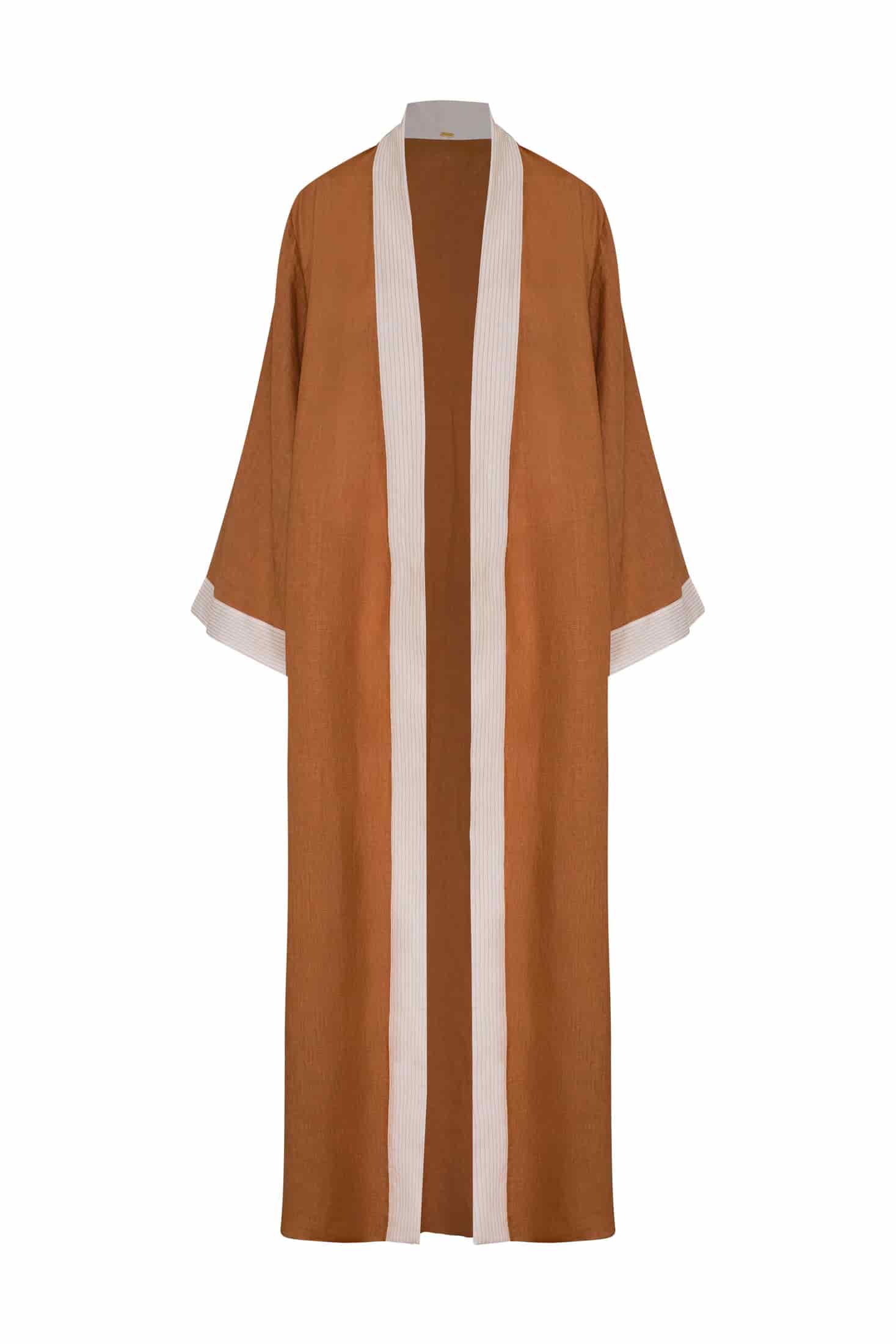 Rafaela Linen Kaftan / Brown & Ivory - miniatura 3
