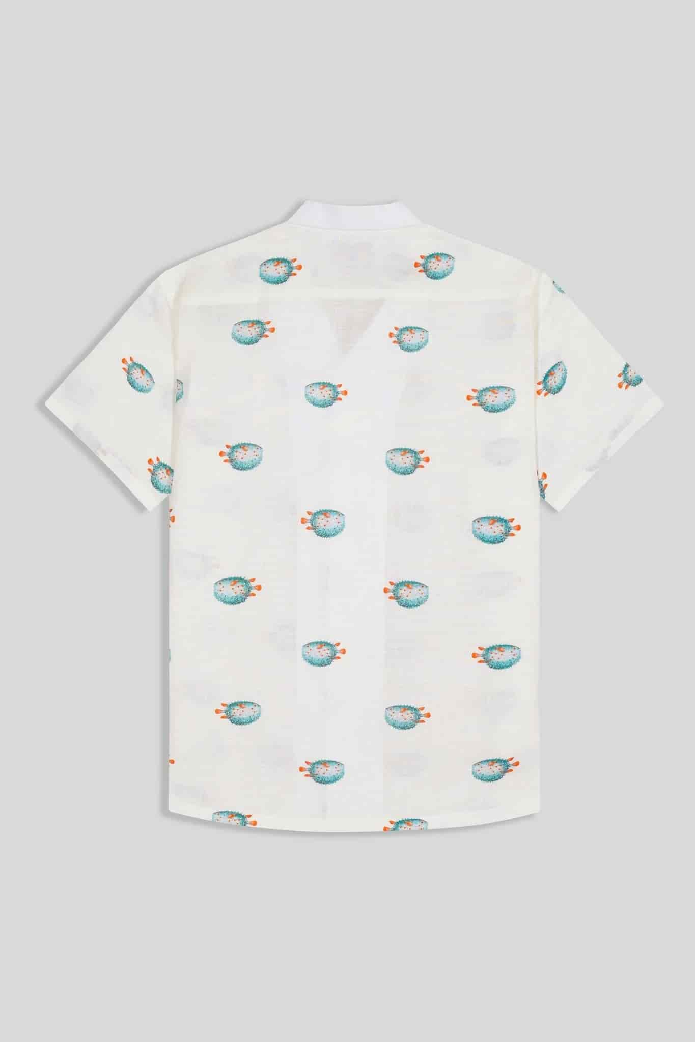 Men's linen shirt green separate pufferfish - miniatura 6