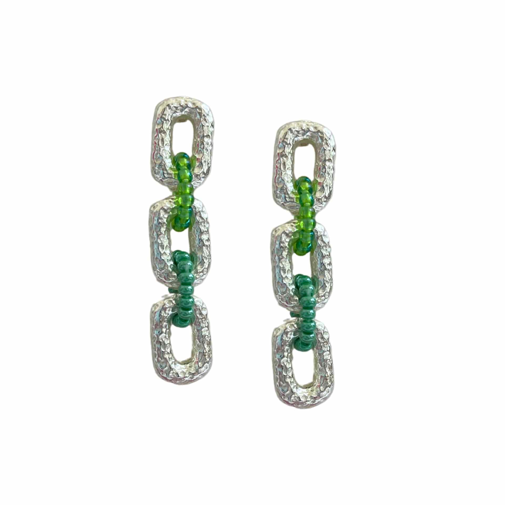 Connected Mini Link Beaded Earrings - miniatura 6