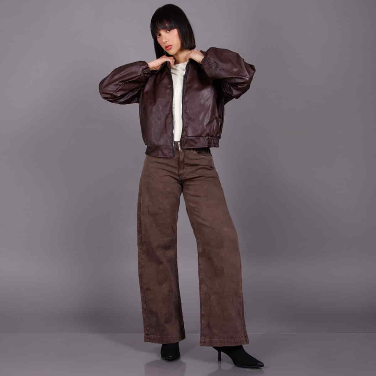 Jean Wide Leg Cafe Ax-3103 Rigido - miniatura 1