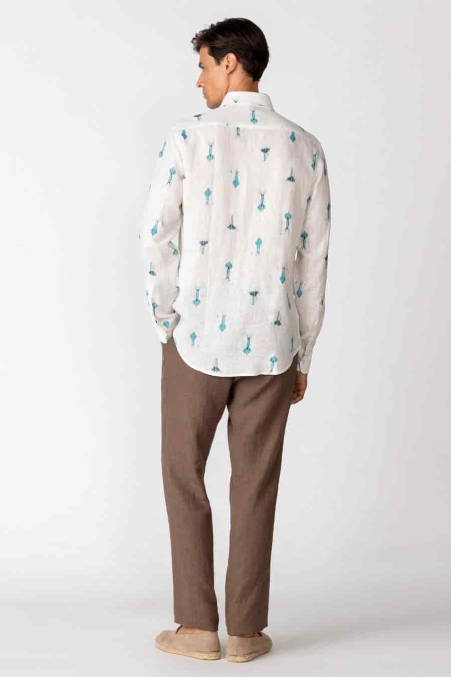 Men's linen shirt white verne - miniatura 3