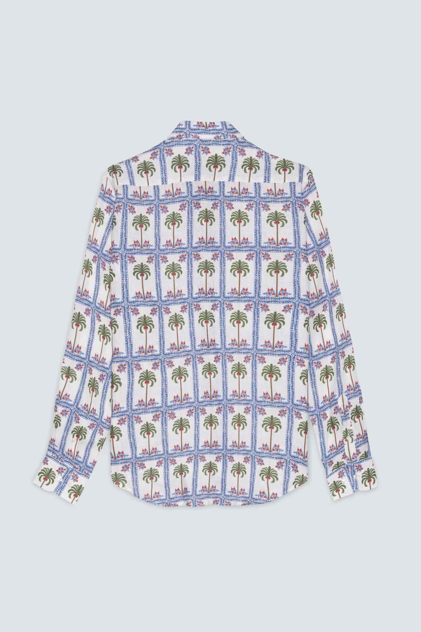Men's linen shirt white tambour - miniatura 3