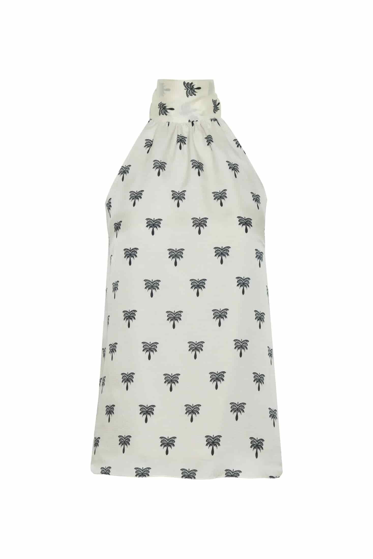 Magdalena Martellato Silk Blouse / Ivory - Black Polka Palms - miniatura 2