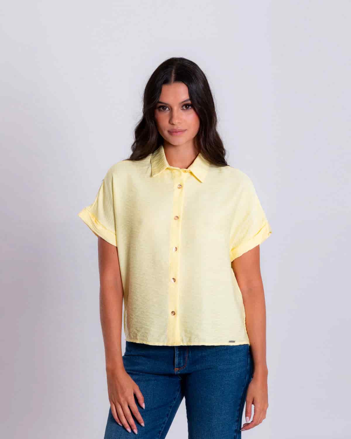 Camisa amarilla manga corta para mujer - miniatura 1