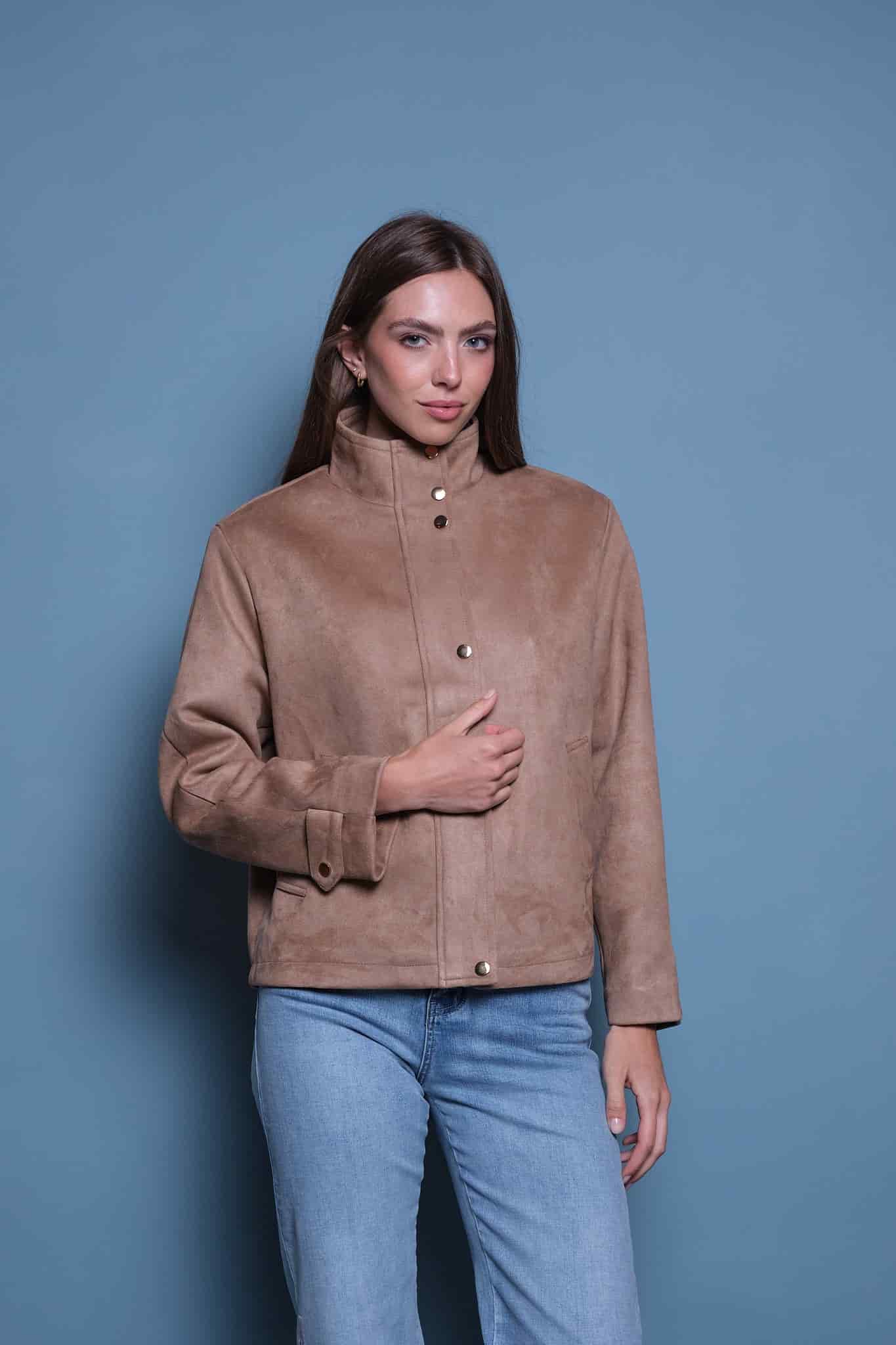 CHAQUETA GAMUZA CUELLO FUNNEL CAFE - miniatura 2
