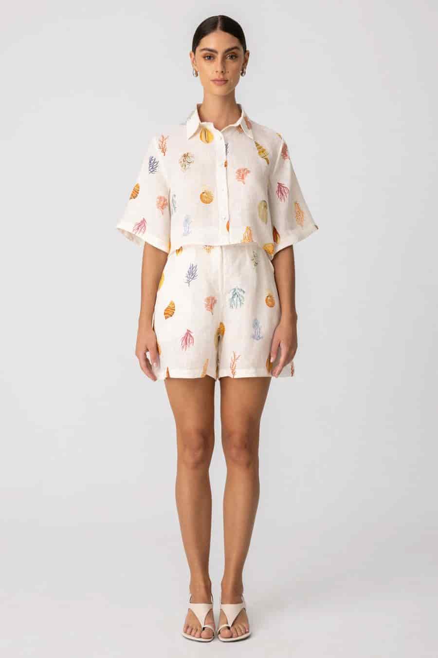 Women's linen shirt white zuyder - miniatura 1