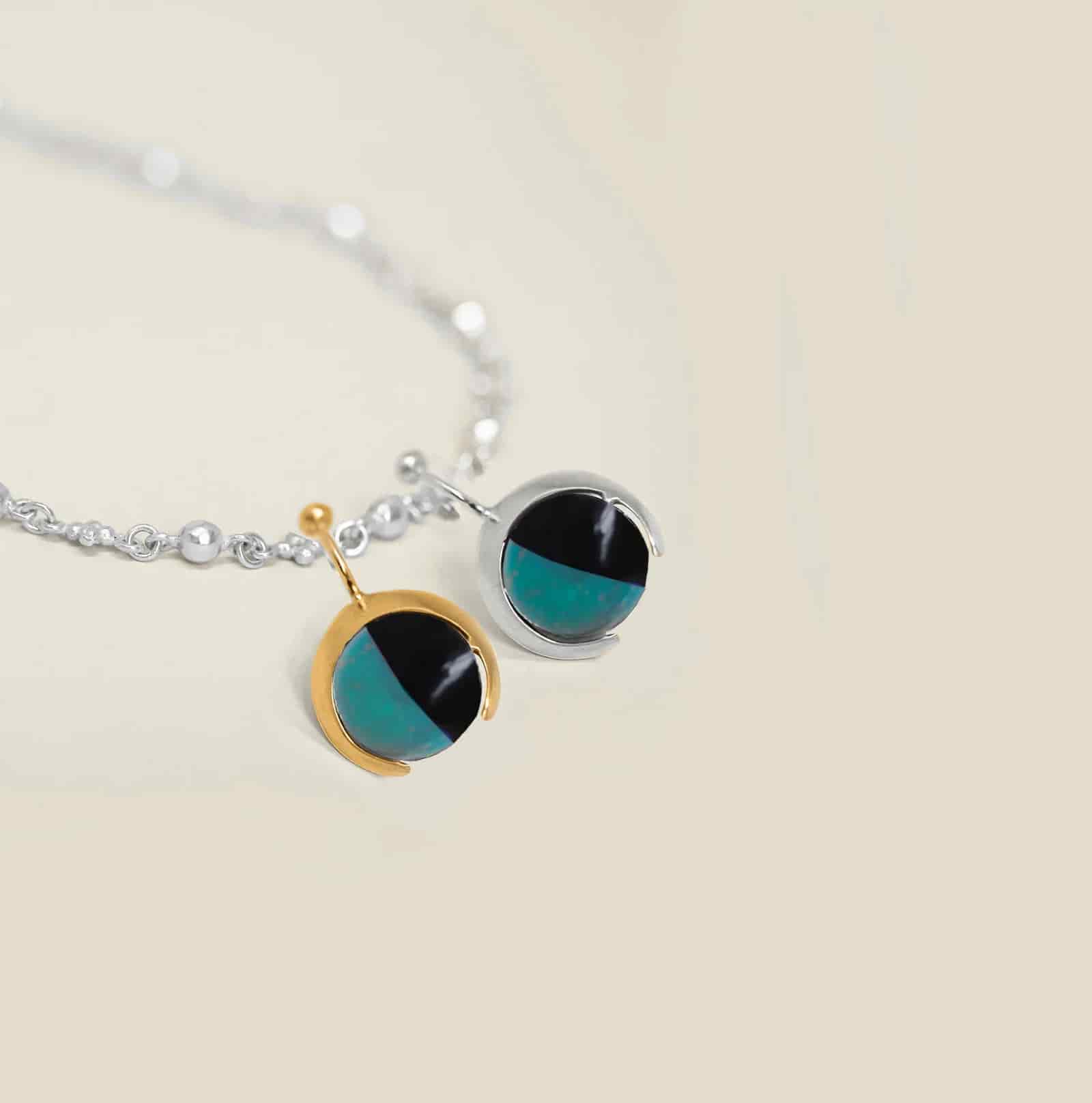 Moon Shadow Pendant Amazonita Obsidiana - miniatura 1
