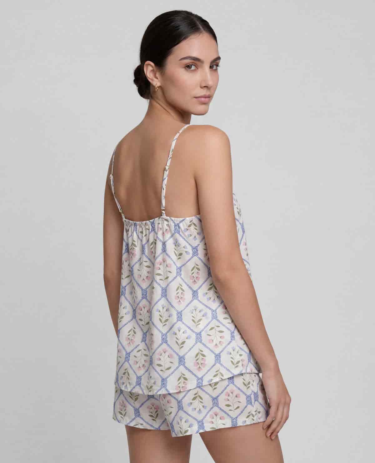 Pijama Short con Blusa Escote en V y Tiras Ajustables Azul | St. Even - miniatura 2