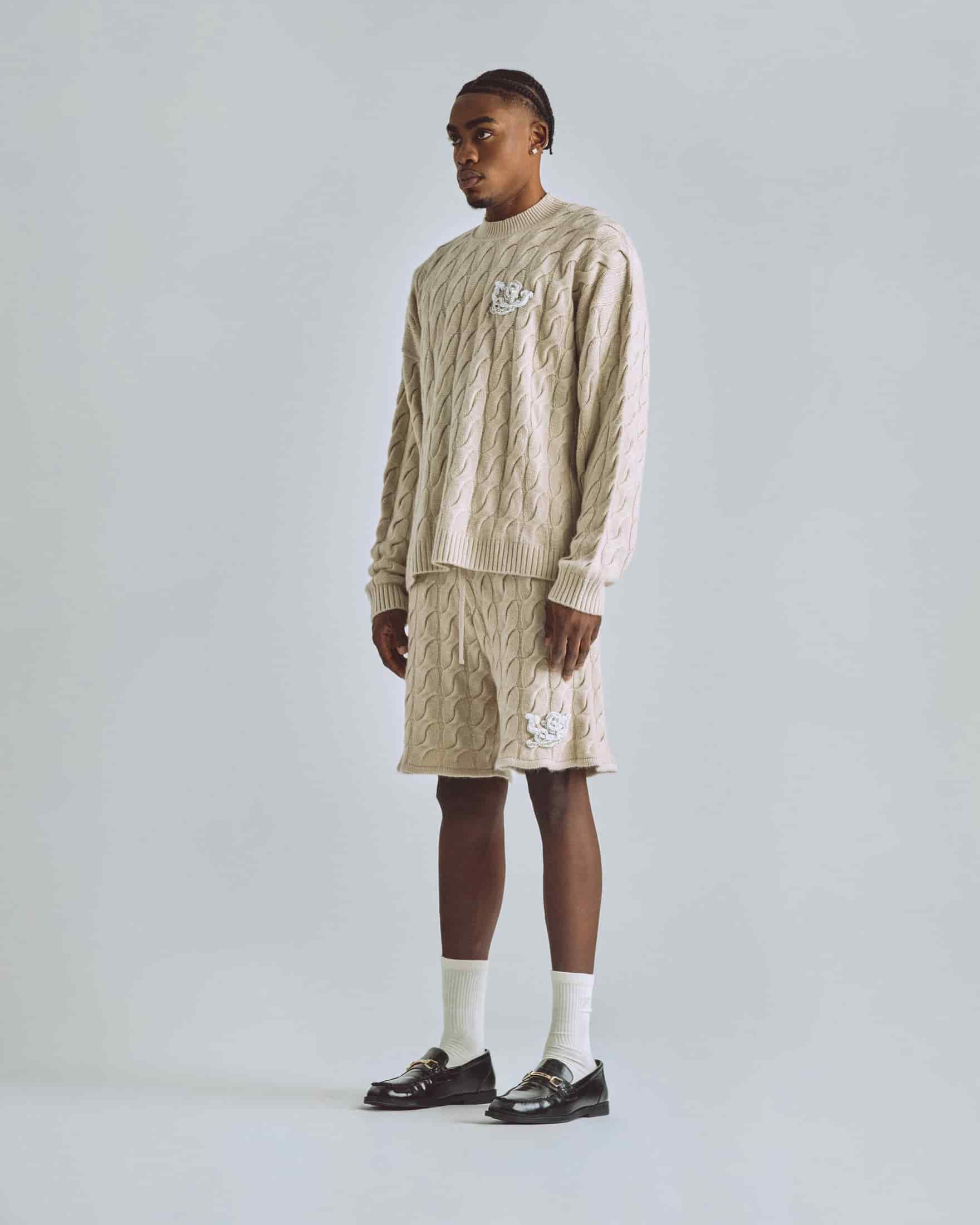The Path Monogram Cable Knit Short Cream - miniatura 5